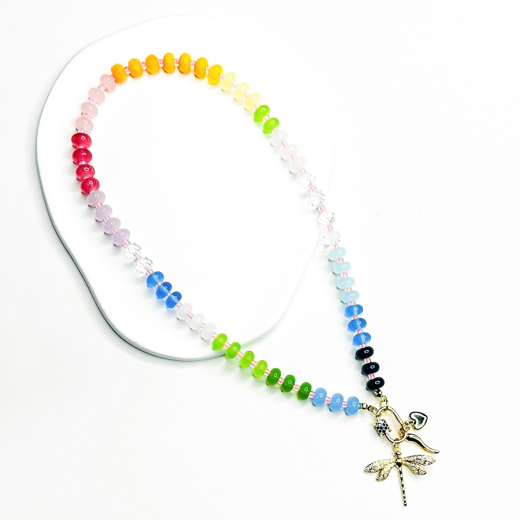 Dreamweaver Necklace in Aurora Drift, gold plated, handcrafted gemstone necklace Singapore