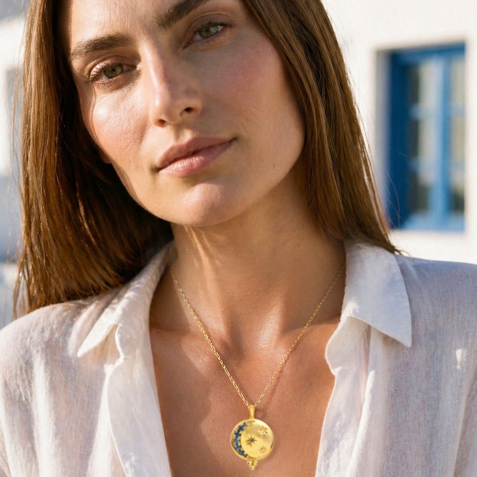 Aurora Sun & Moon Pendant Necklace