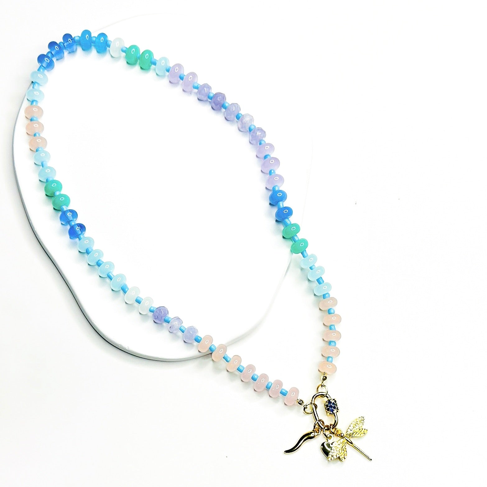 Dreamweaver Necklace in Blue Note, gold plated, handcrafted gemstone necklace Singapore