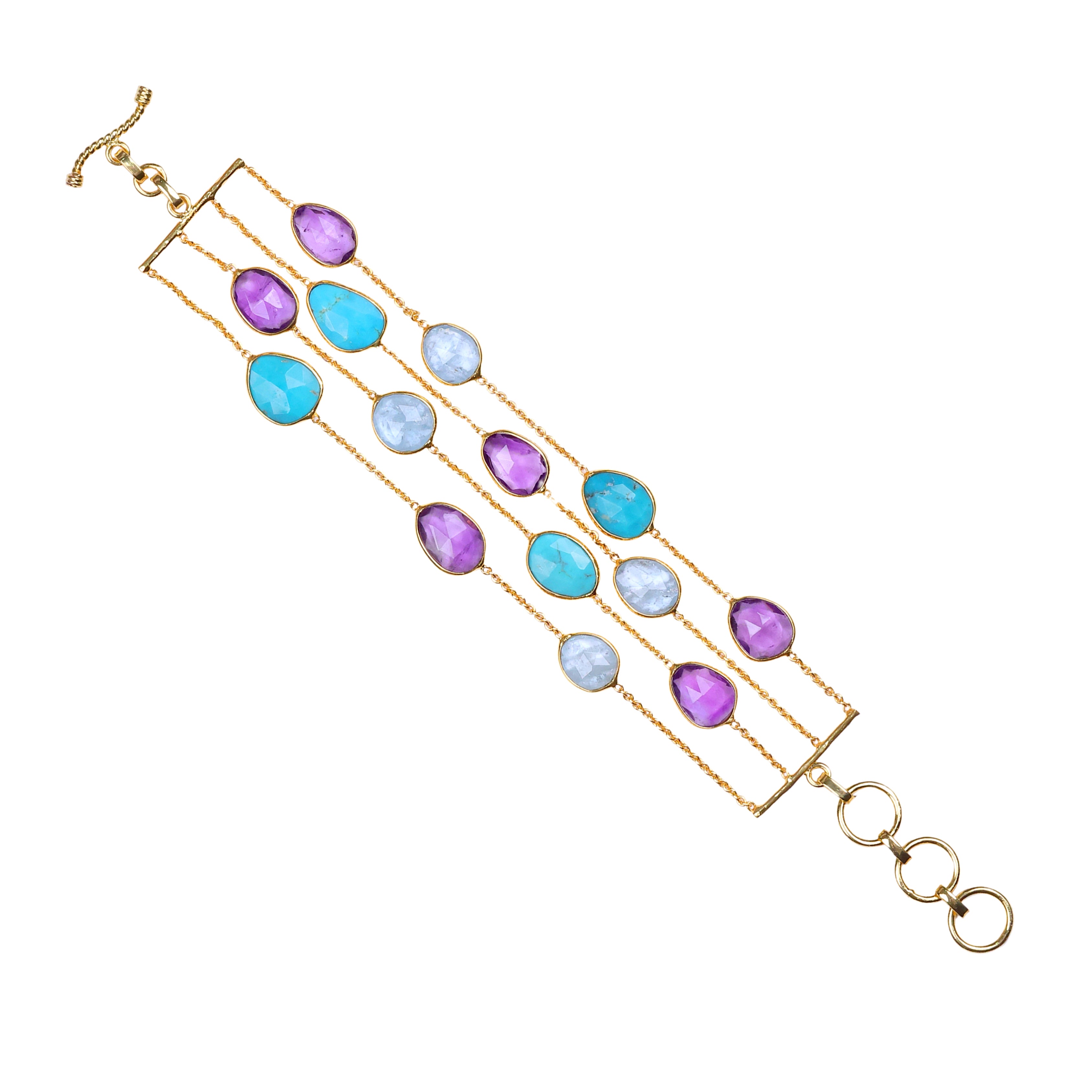 Multicolor gemstone layered bracelet in gold finish – Shop Lustre