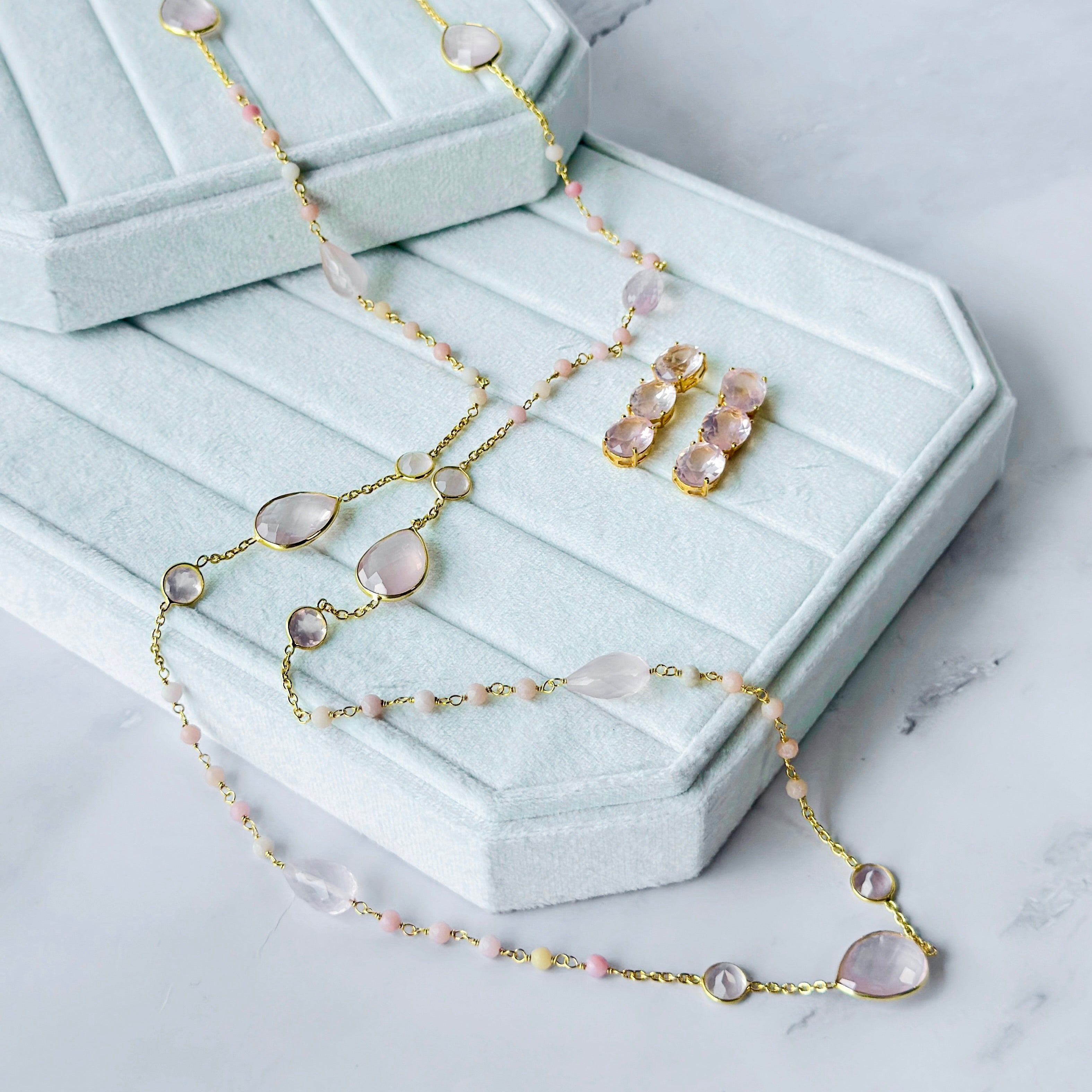 Rose Quartz & Opal Necklace