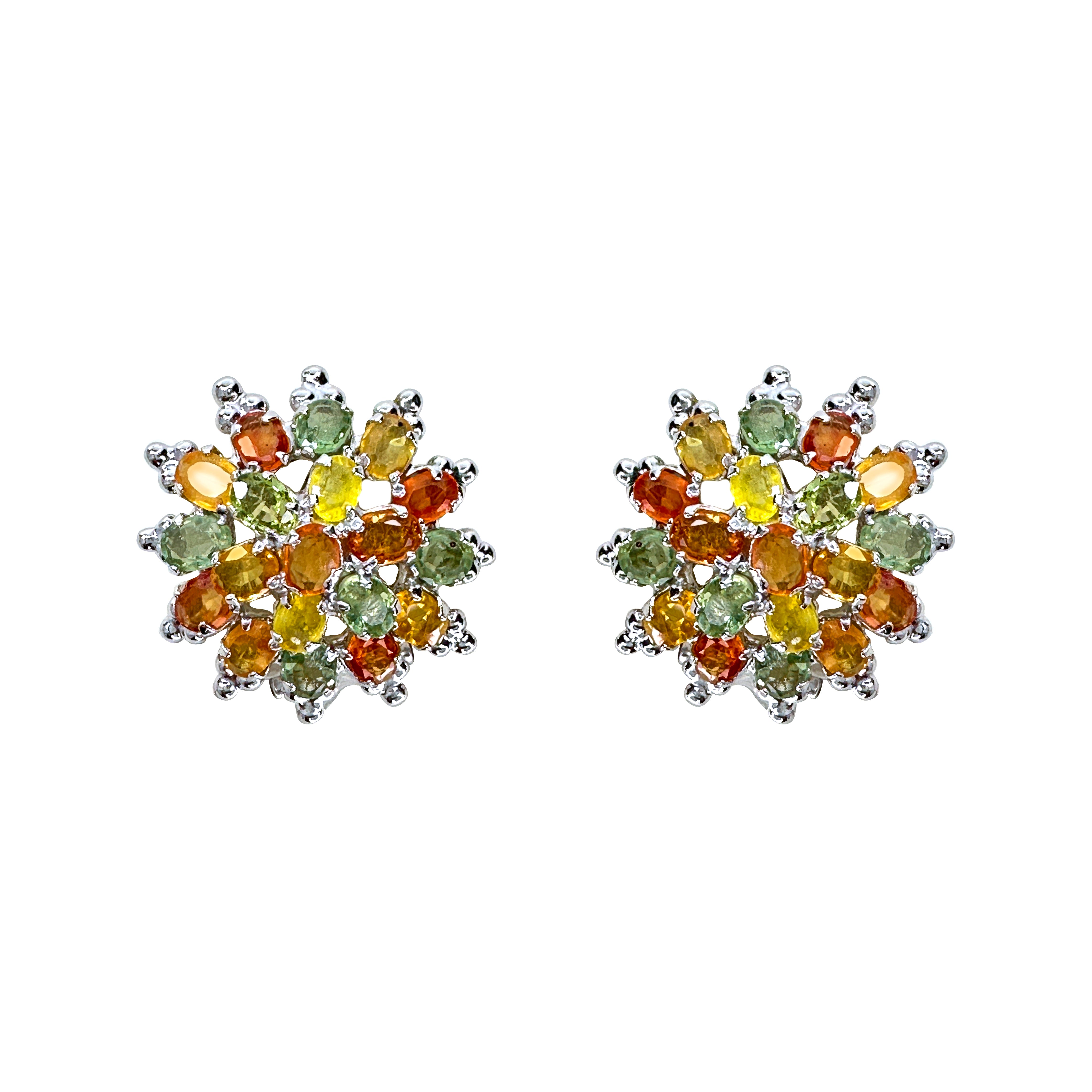 Multi Sapphire Cluster Earrings