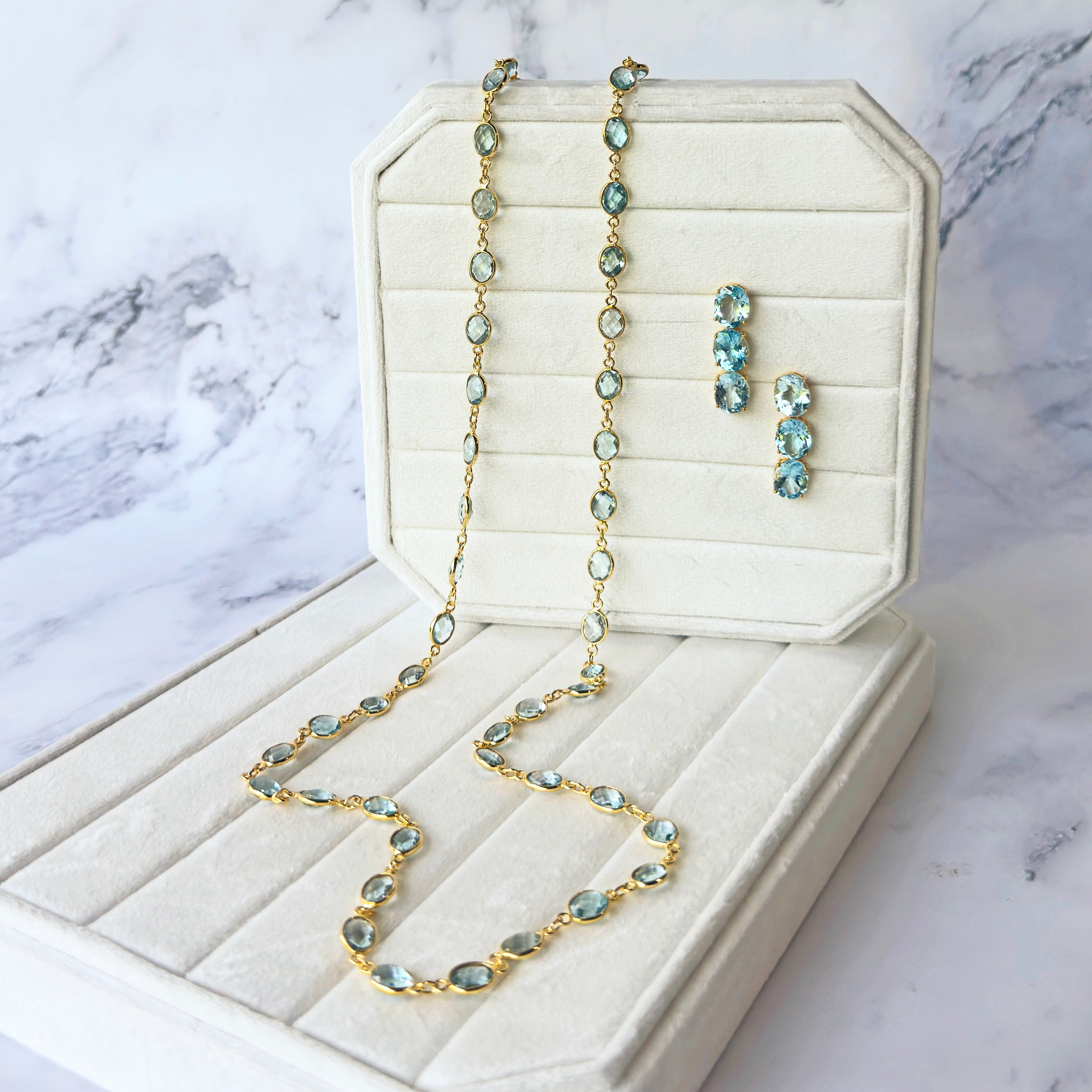 Bezel Set Blue Topaz Necklace