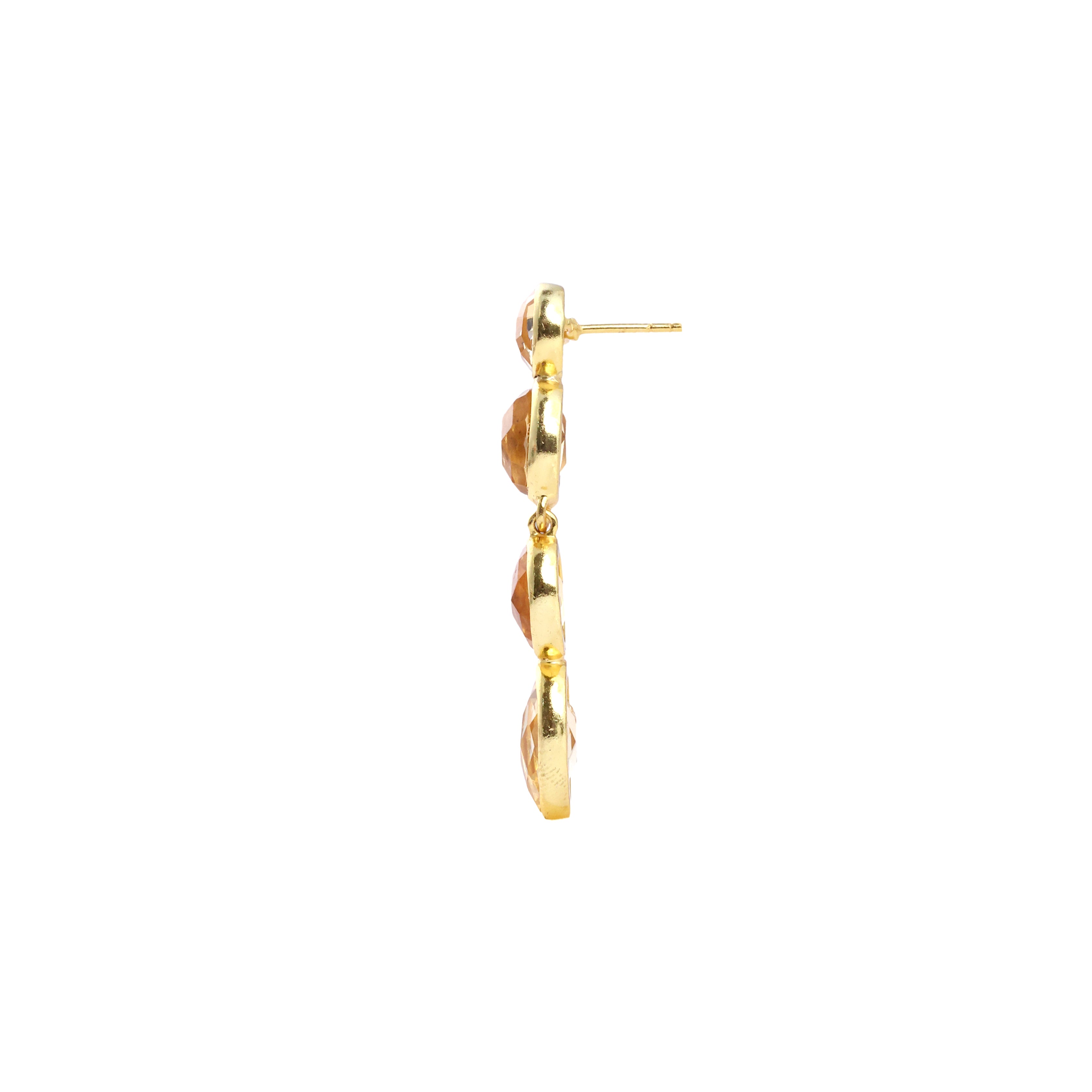 Citrine Chandelier Earrings in Citrine, gold plated, handcrafted gemstone earrings Singapore