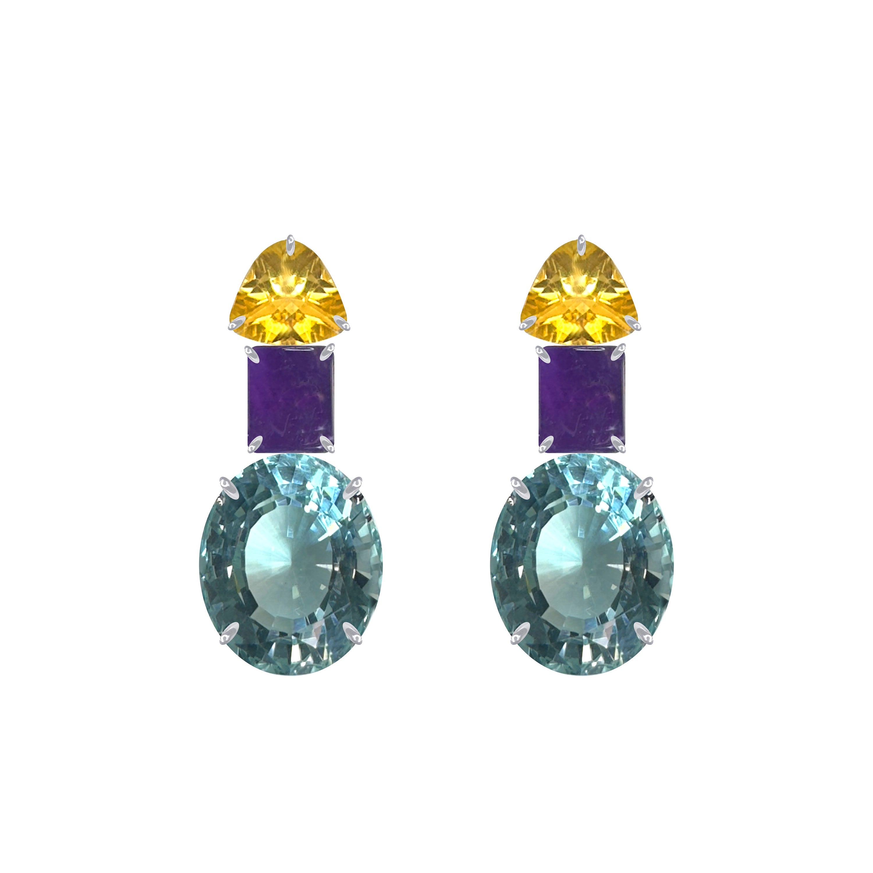 Citrine, Amethyst & Aquamarine Trio