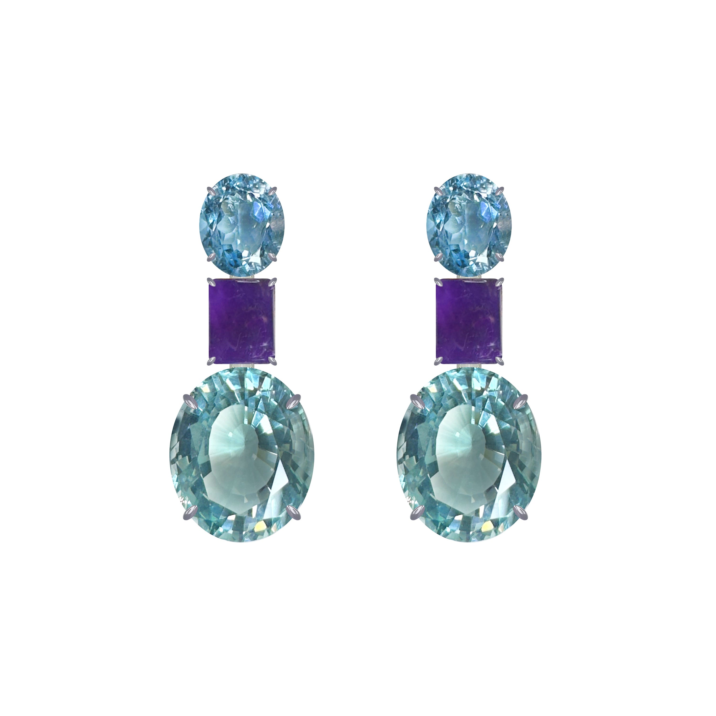 Blue Topaz, Amethyst, & Aquamarine Trio