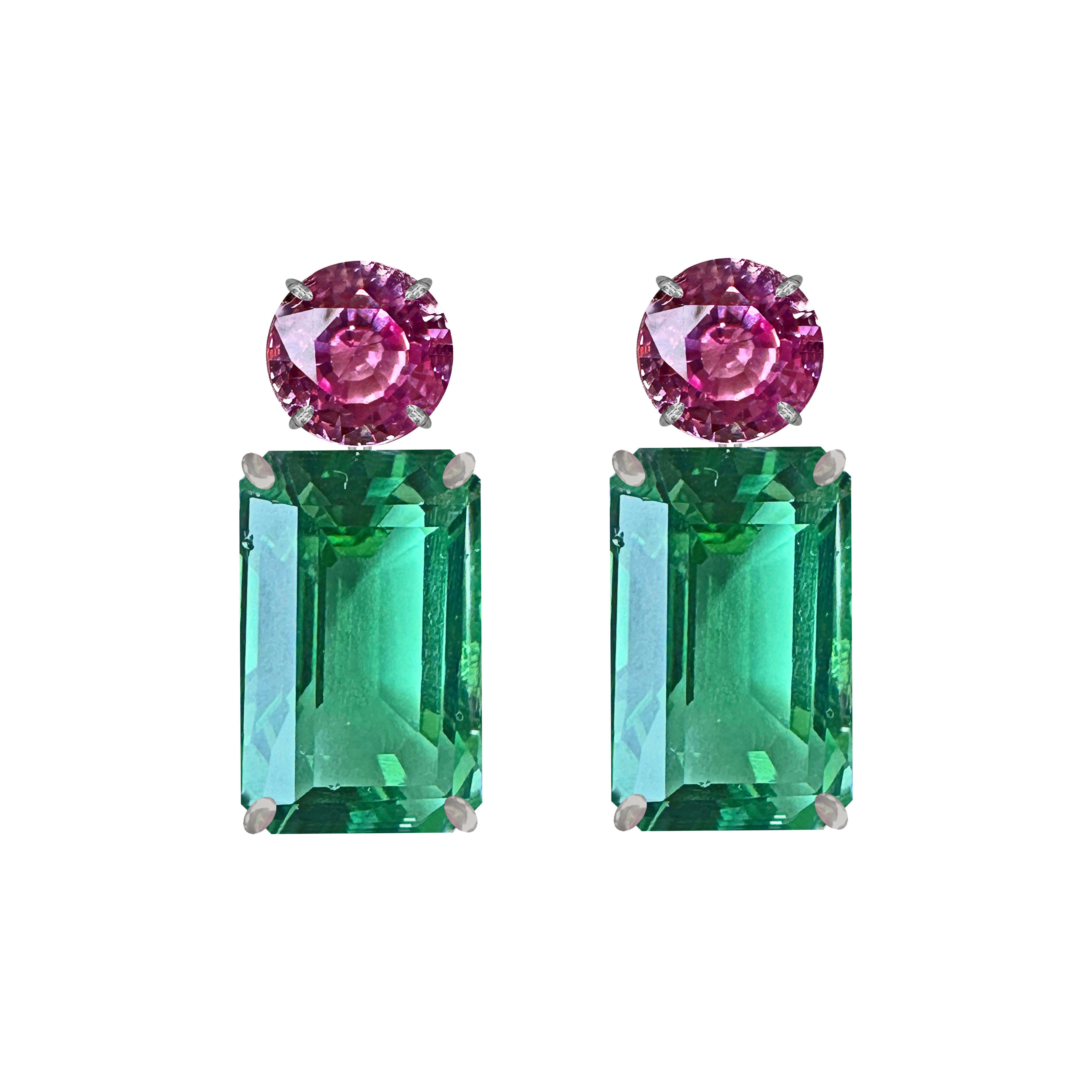 Pink Topaz & Green Quartz Duo