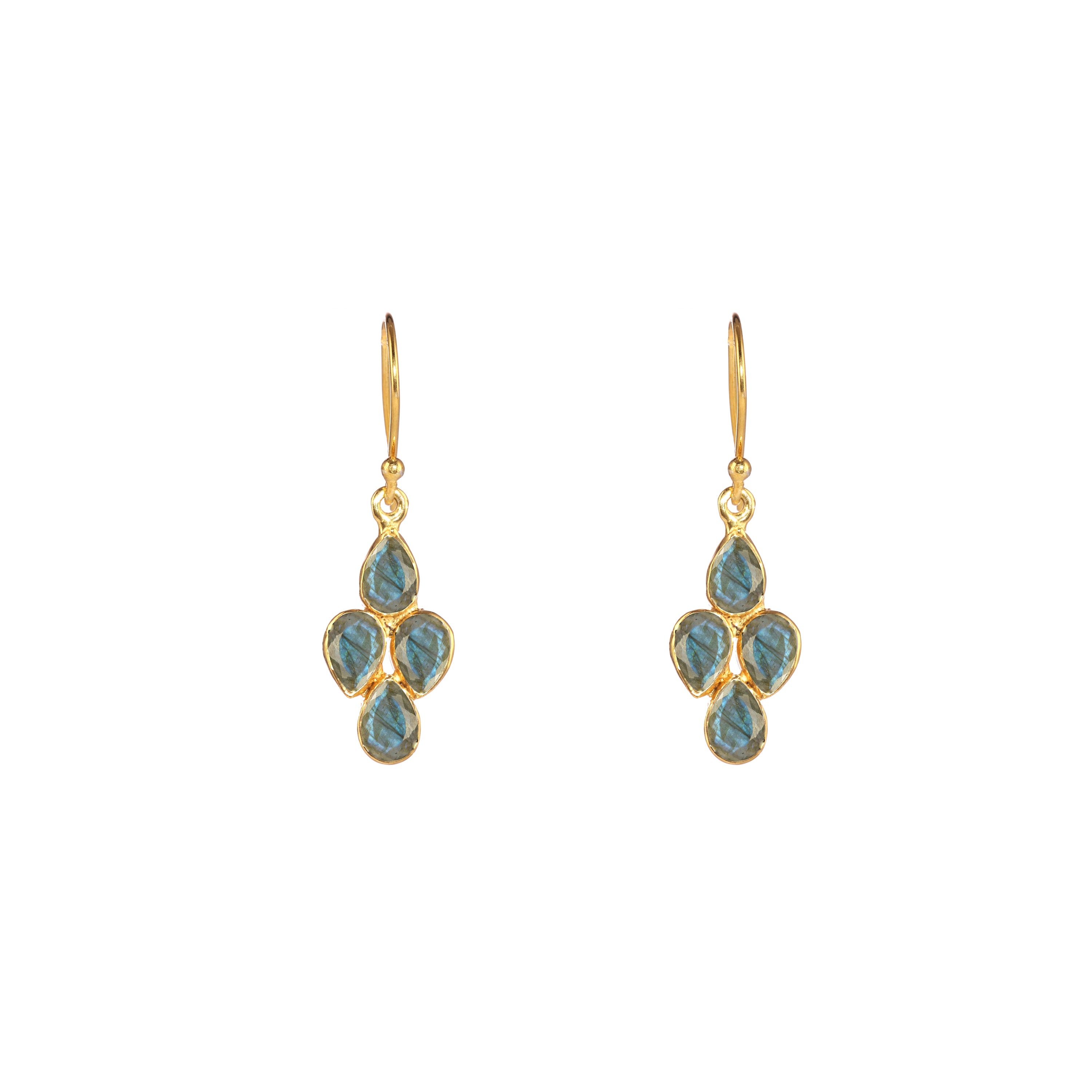 Little Raindrop in Labradorite in Labradorite, gold plated, handcrafted gemstone earrings Singapore