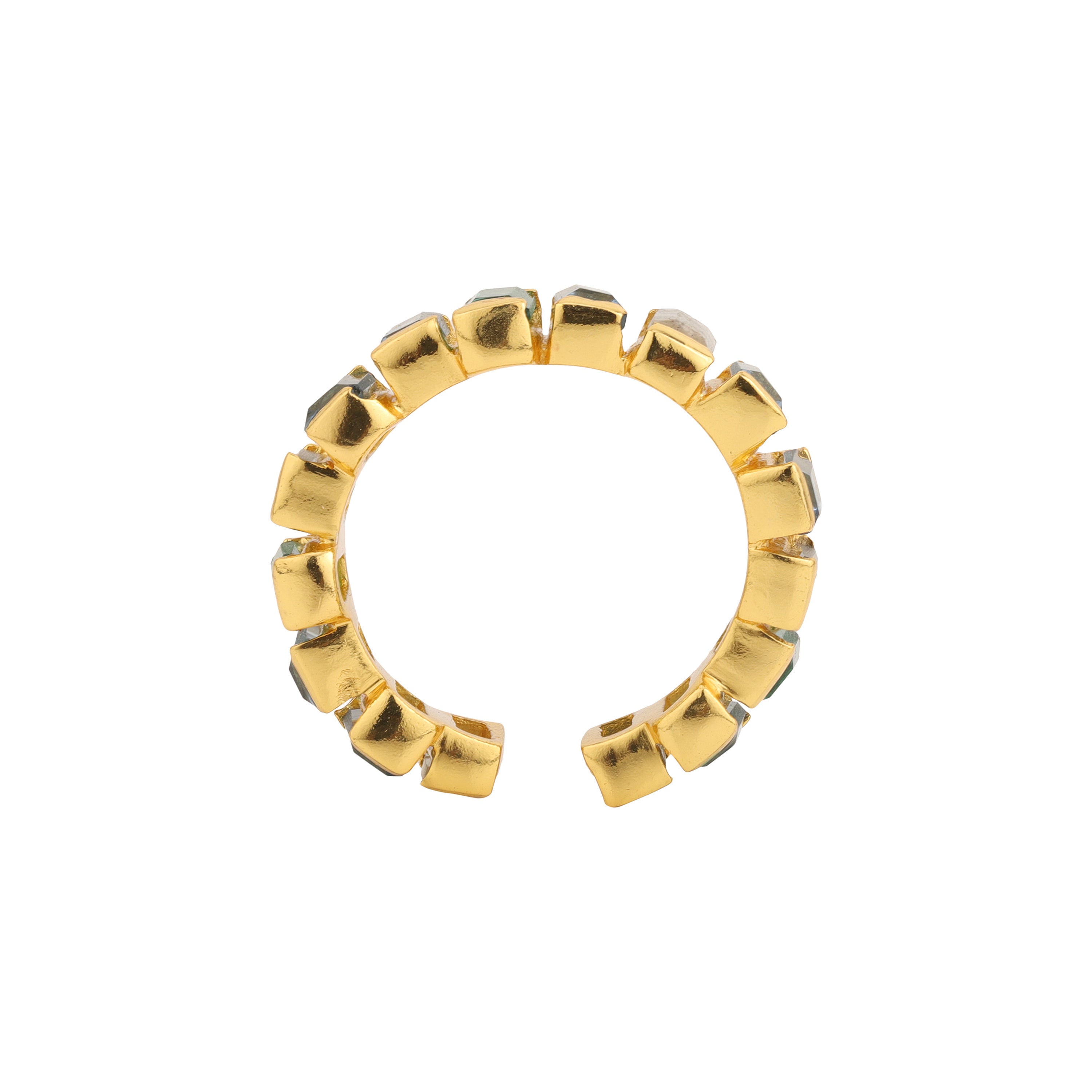 Open Baguette Ring in Iolite, Labradorite & Tourmaline in Iolite, gold plated, handcrafted gemstone rings Singapore