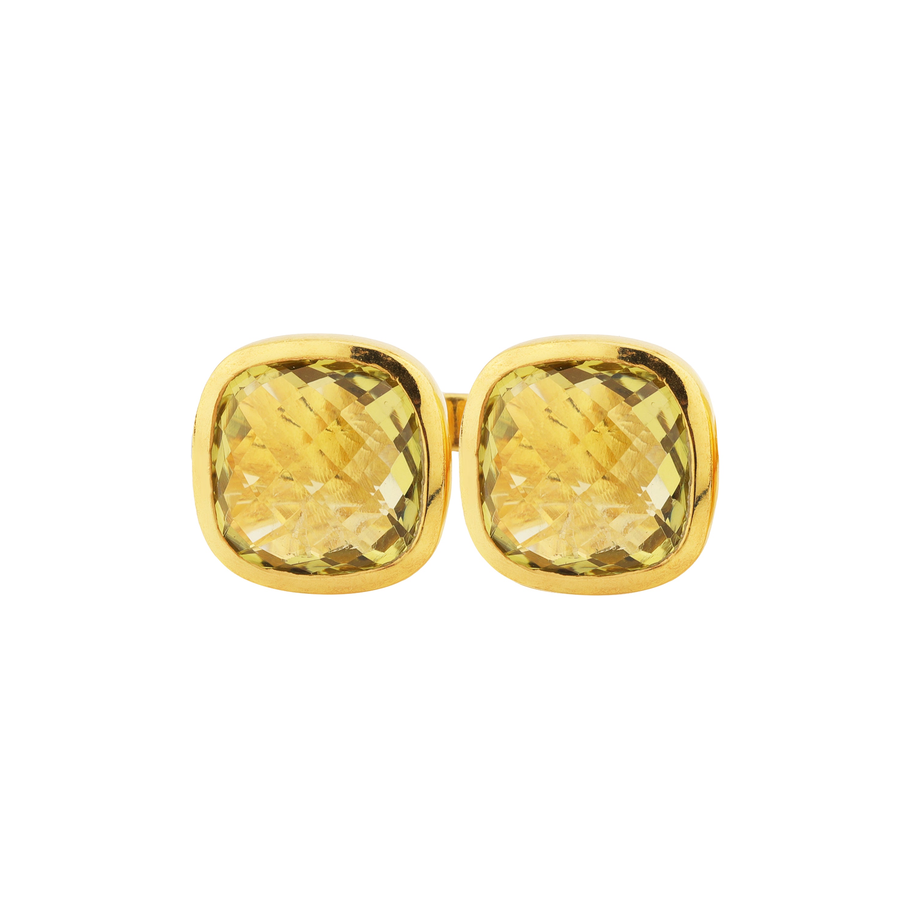 Double Lemon Quartz Ring in Lemon Quartz, gold plated, handcrafted gemstone rings Singapore