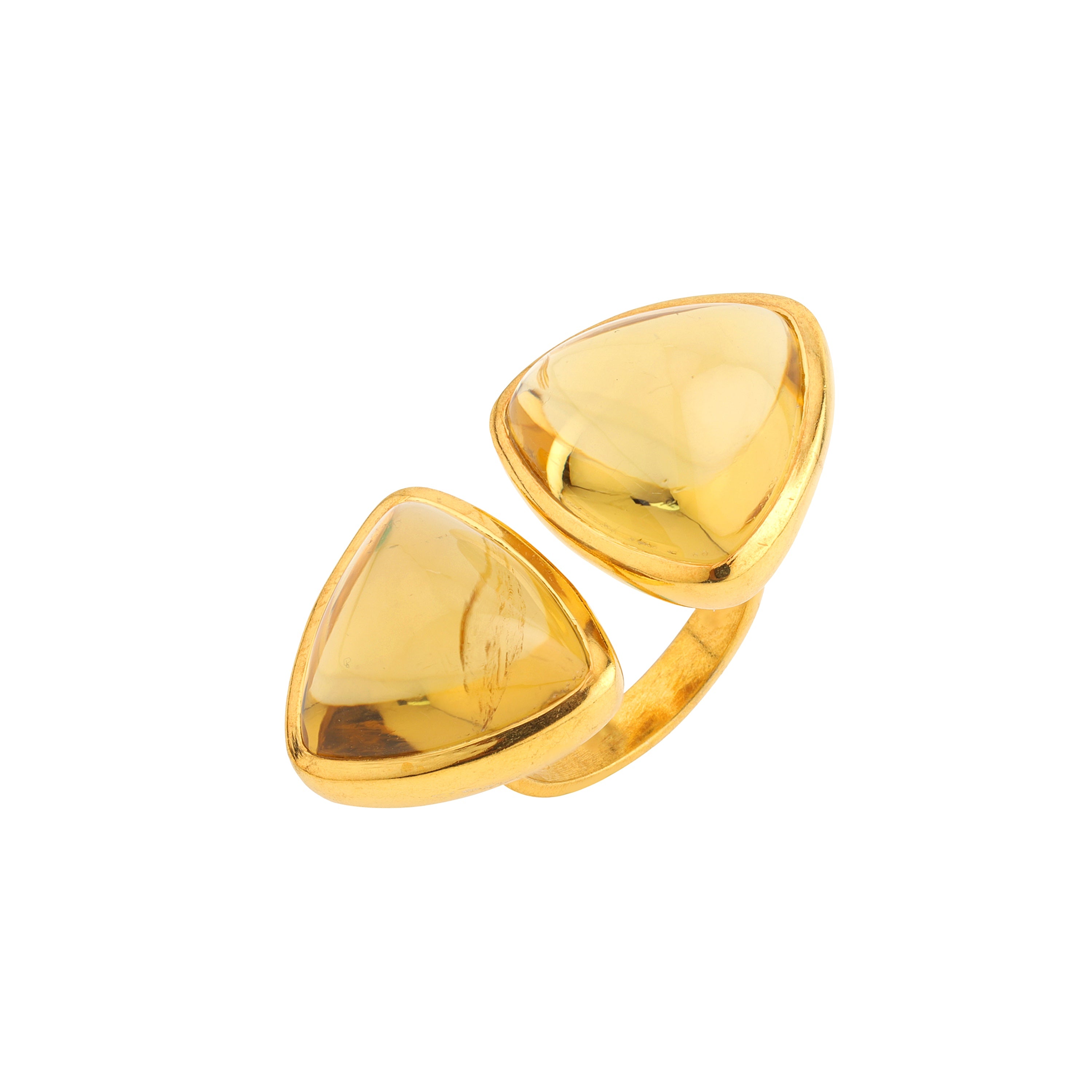 Double Honey Quartz Ring in Honey Quartz, gold plated, handcrafted gemstone rings Singapore
