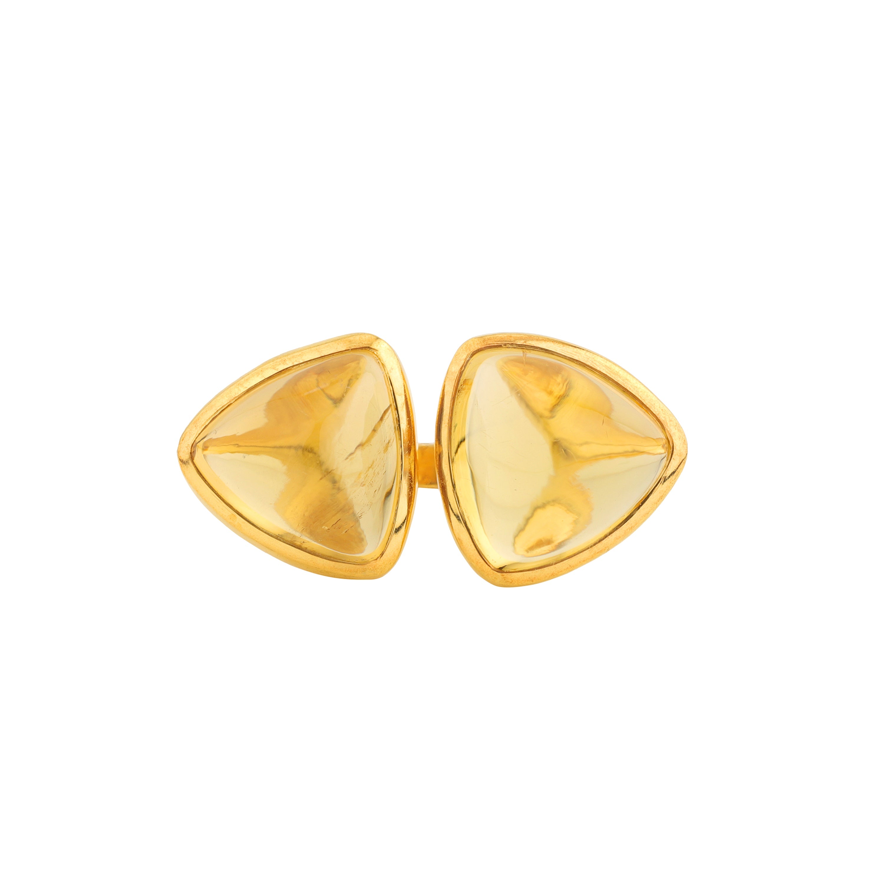 Double Honey Quartz Ring in Honey Quartz, gold plated, handcrafted gemstone rings Singapore