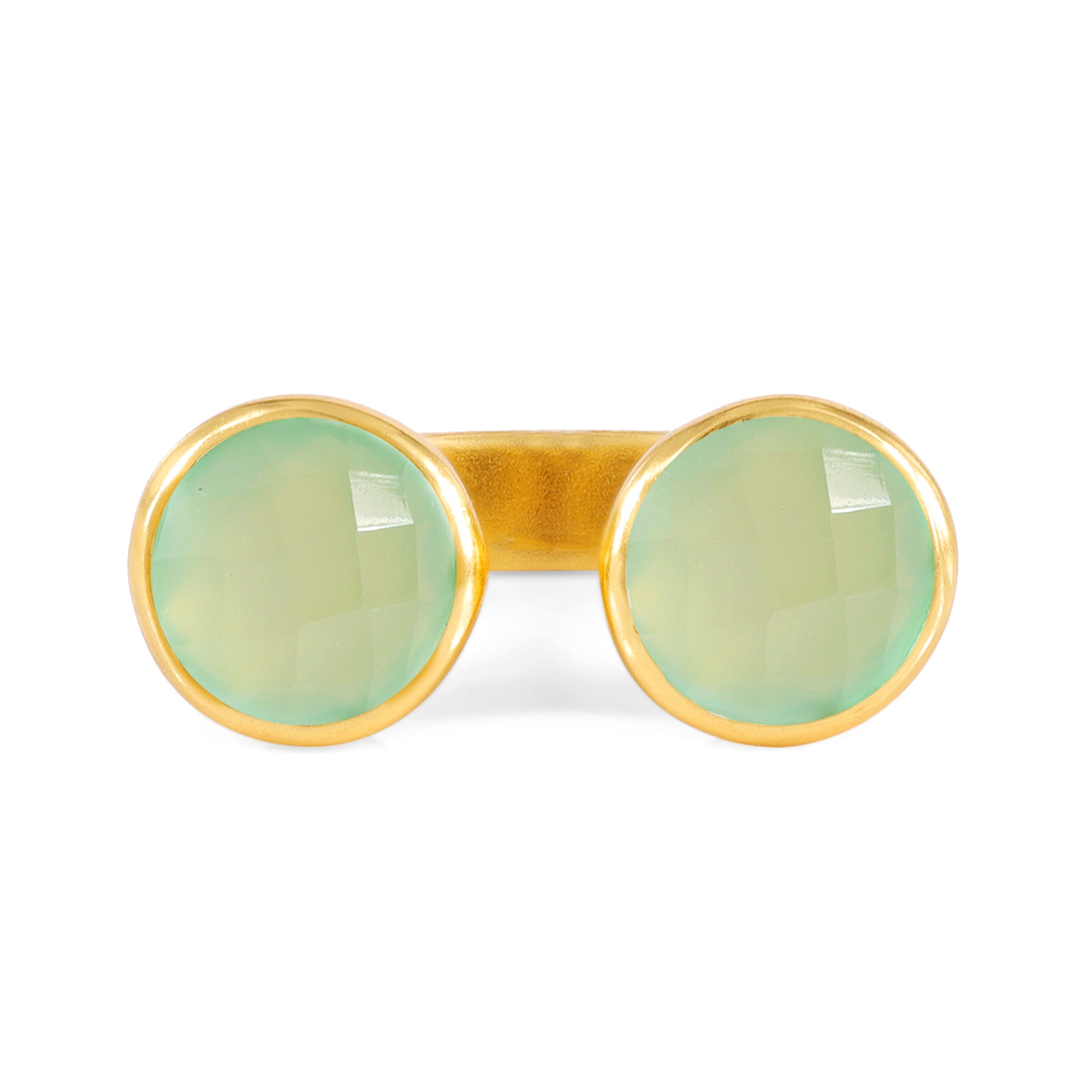 Gemini Ring in Aqua Chalcedony in Aqua Chalcedony, gold plated, handcrafted gemstone rings Singapore
