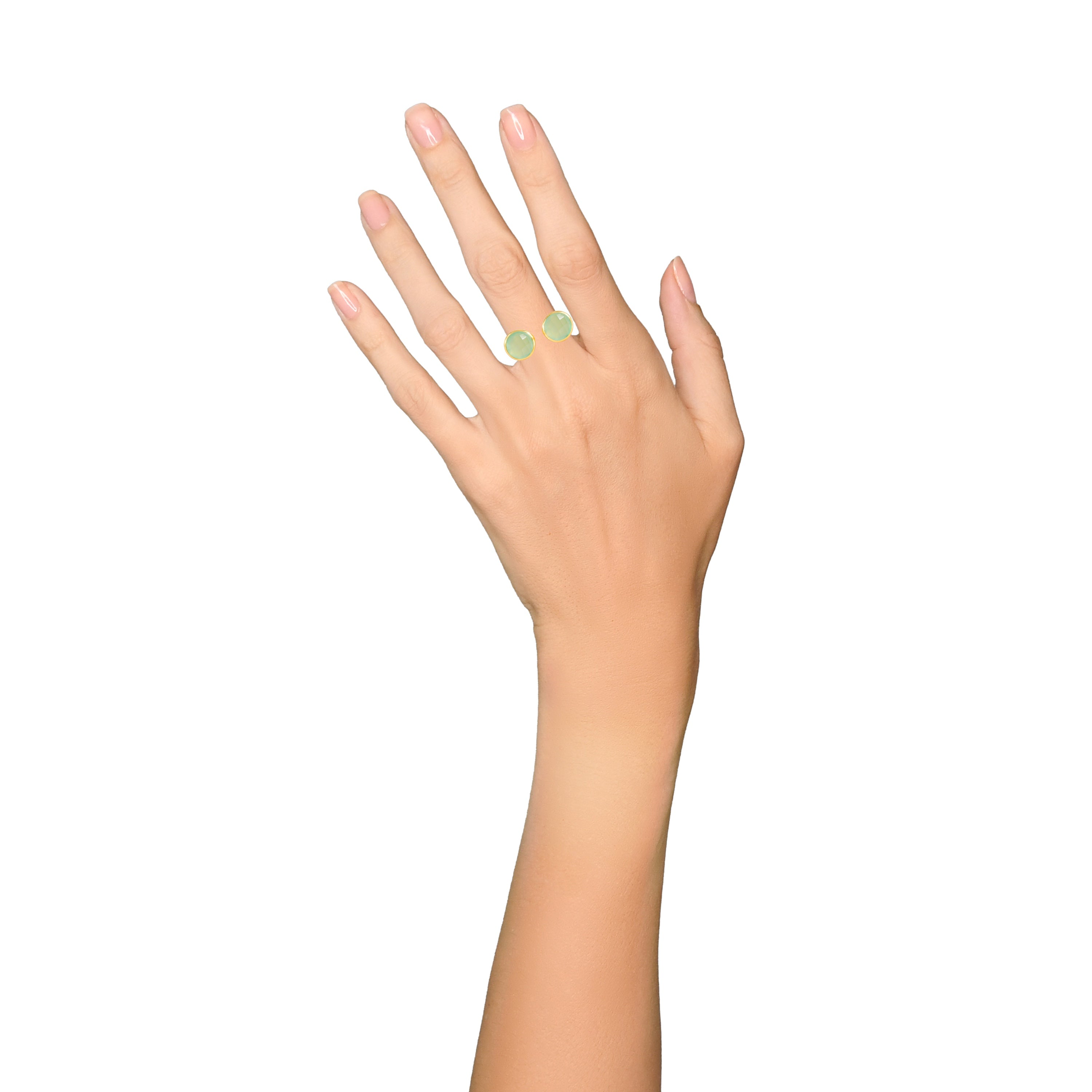 Gemini Ring in Aqua Chalcedony in Aqua Chalcedony, gold plated, handcrafted gemstone rings Singapore