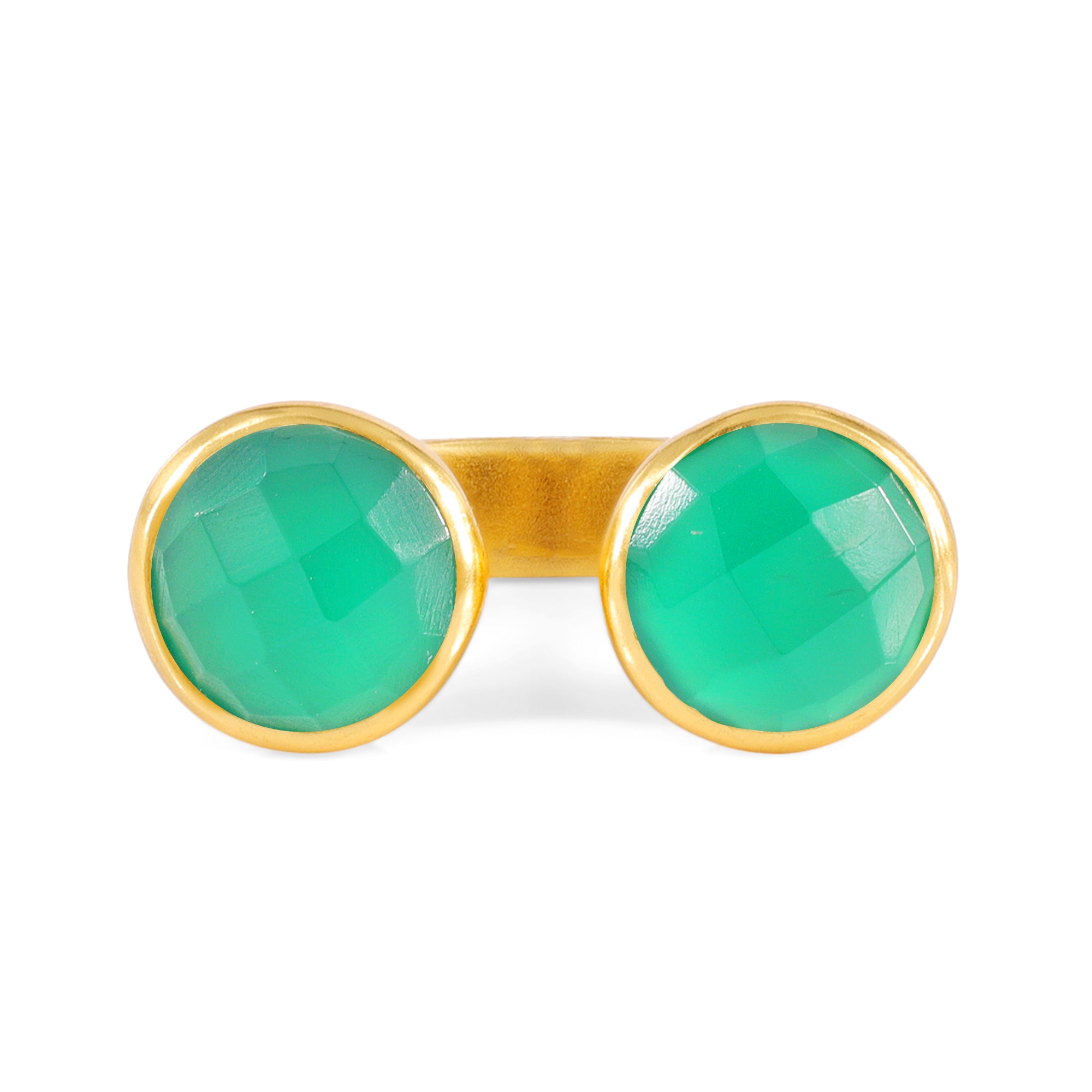 Gemini Ring in Green Onyx in Green Onyx, gold plated, handcrafted gemstone rings Singapore