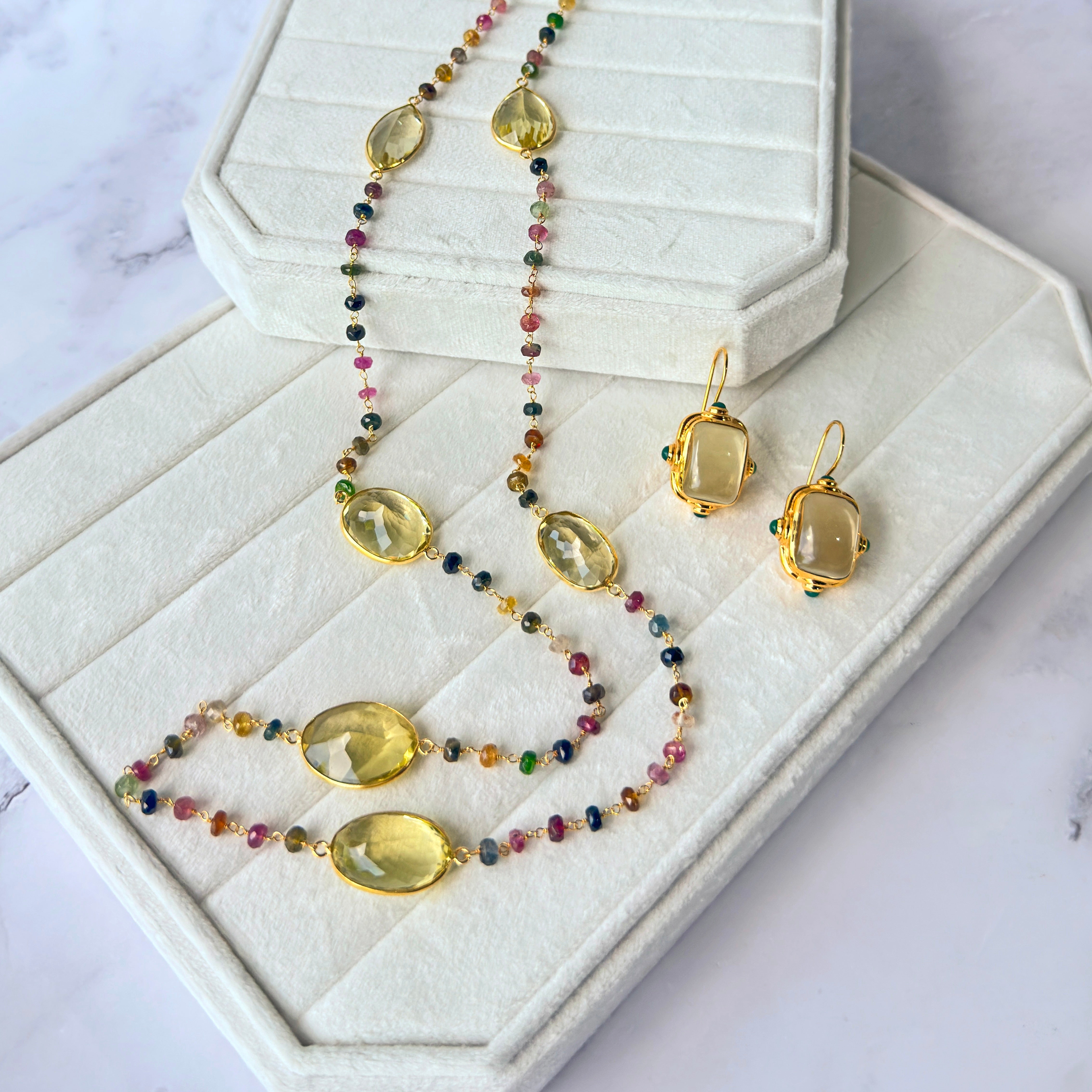 Lemon Quartz & Tourmaline Necklace