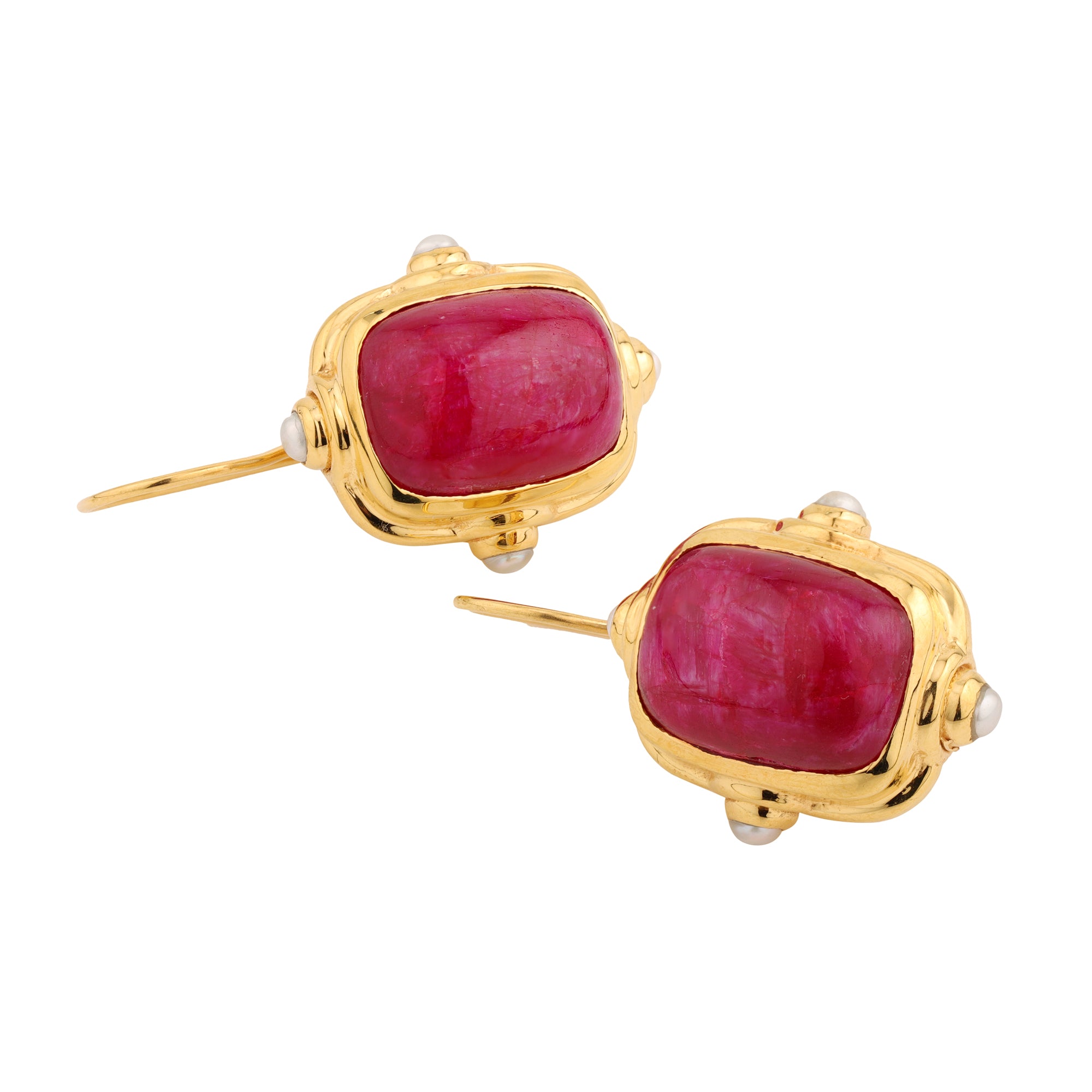 Cardinal Earrings in Ruby in Ruby, gold plated, handcrafted gemstone earrings Singapore