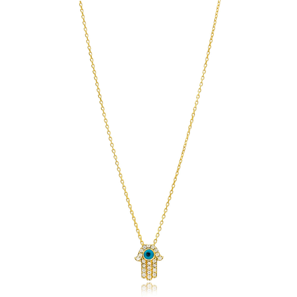Sacred Hand Necklace in Turquoise, gold plated, handcrafted gemstone necklace Singapore