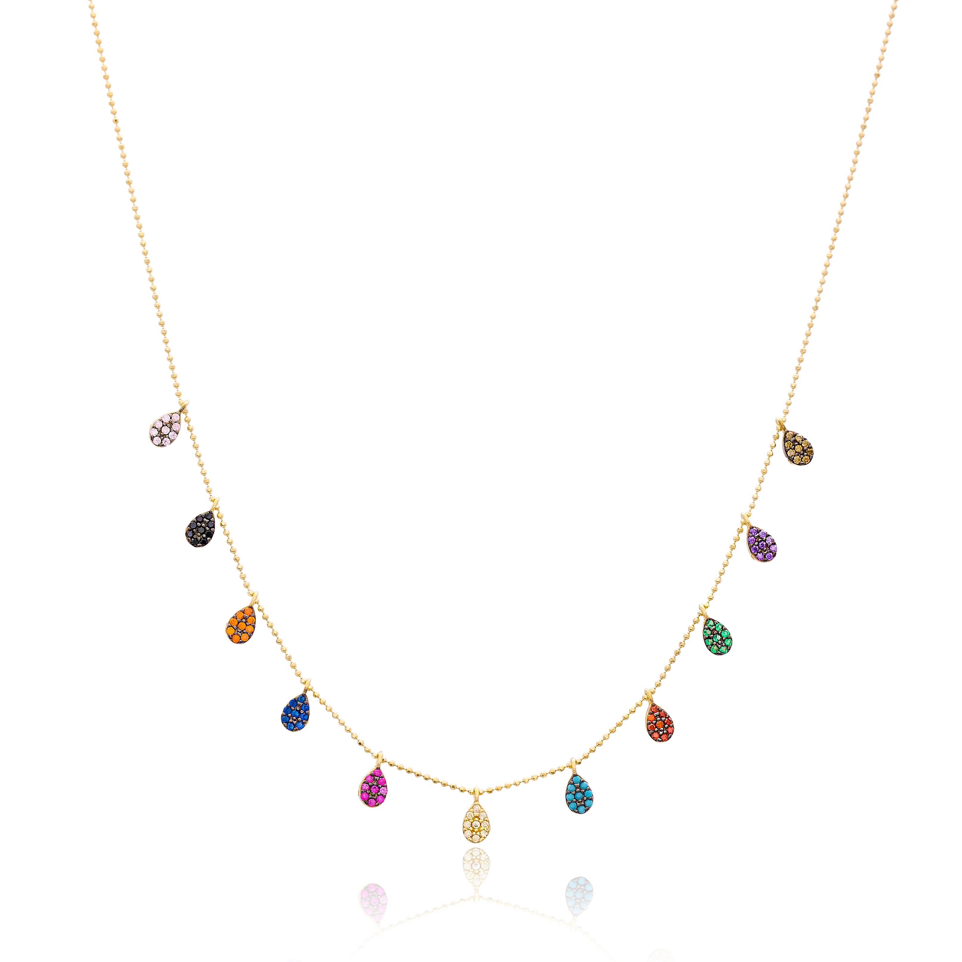 Celestial Gaze Teardrop Multicolor Necklace, gold plated, handcrafted gemstone necklace Singapore