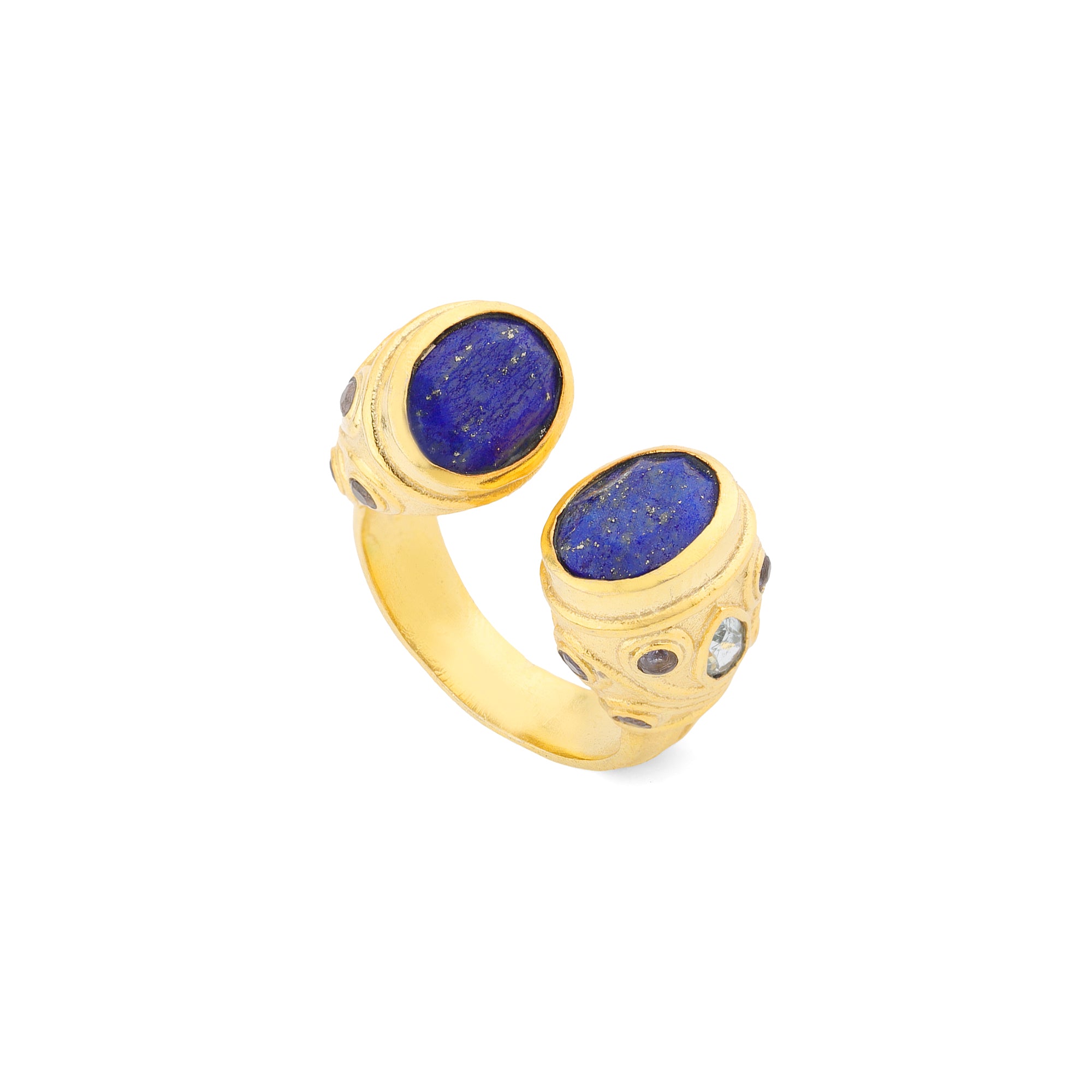 Constantinople Ring in Lapis Lazuli & Blue Topaz in Blue Topaz, gold plated, handcrafted gemstone rings Singapore