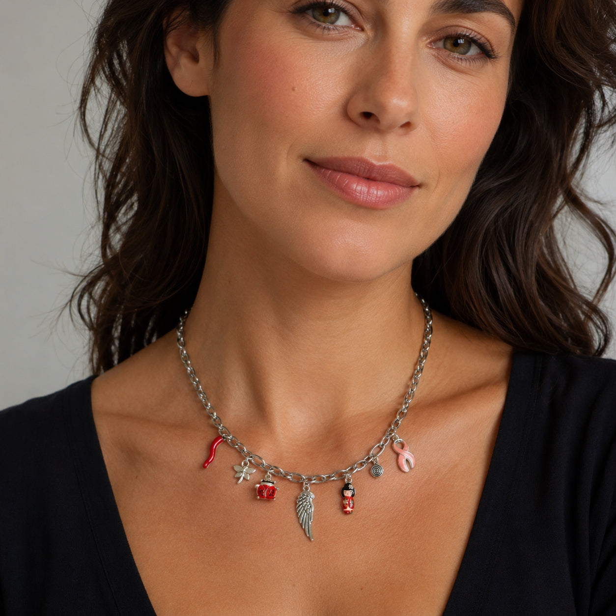 Dreamweaver Charm Necklace in Rhodium