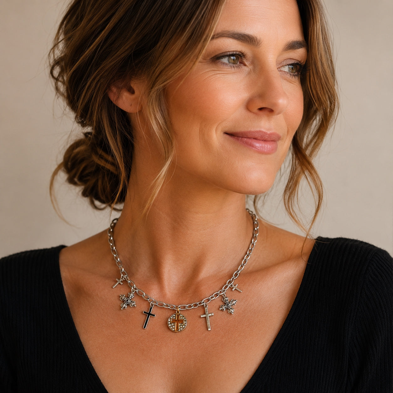 Dreamweaver Charm Necklace in Rhodium