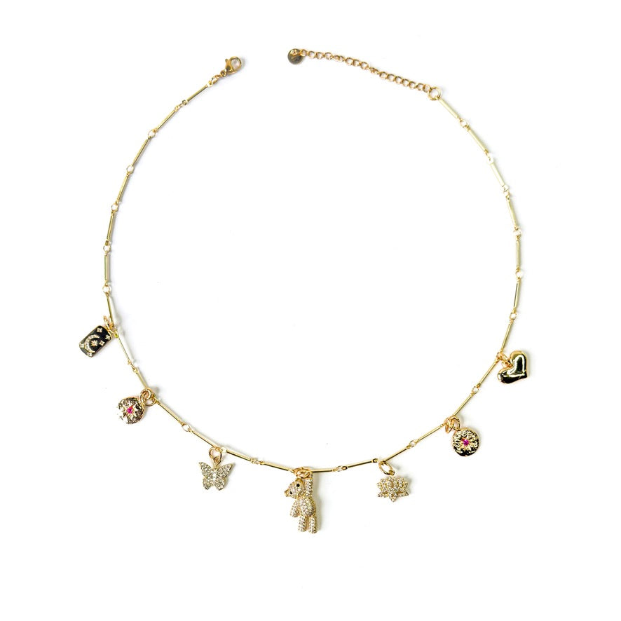 Gold plated charm necklace
