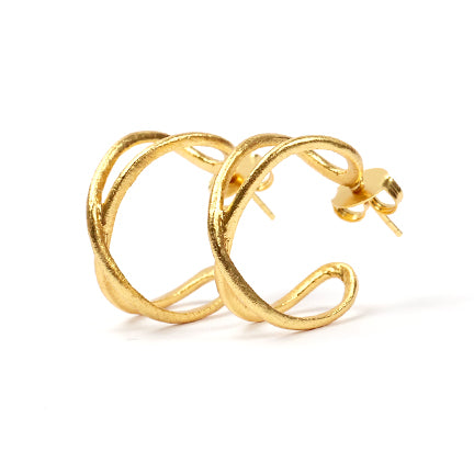 Gen-X Hoop Earrings, gold plated, handcrafted gemstone earrings Singapore
