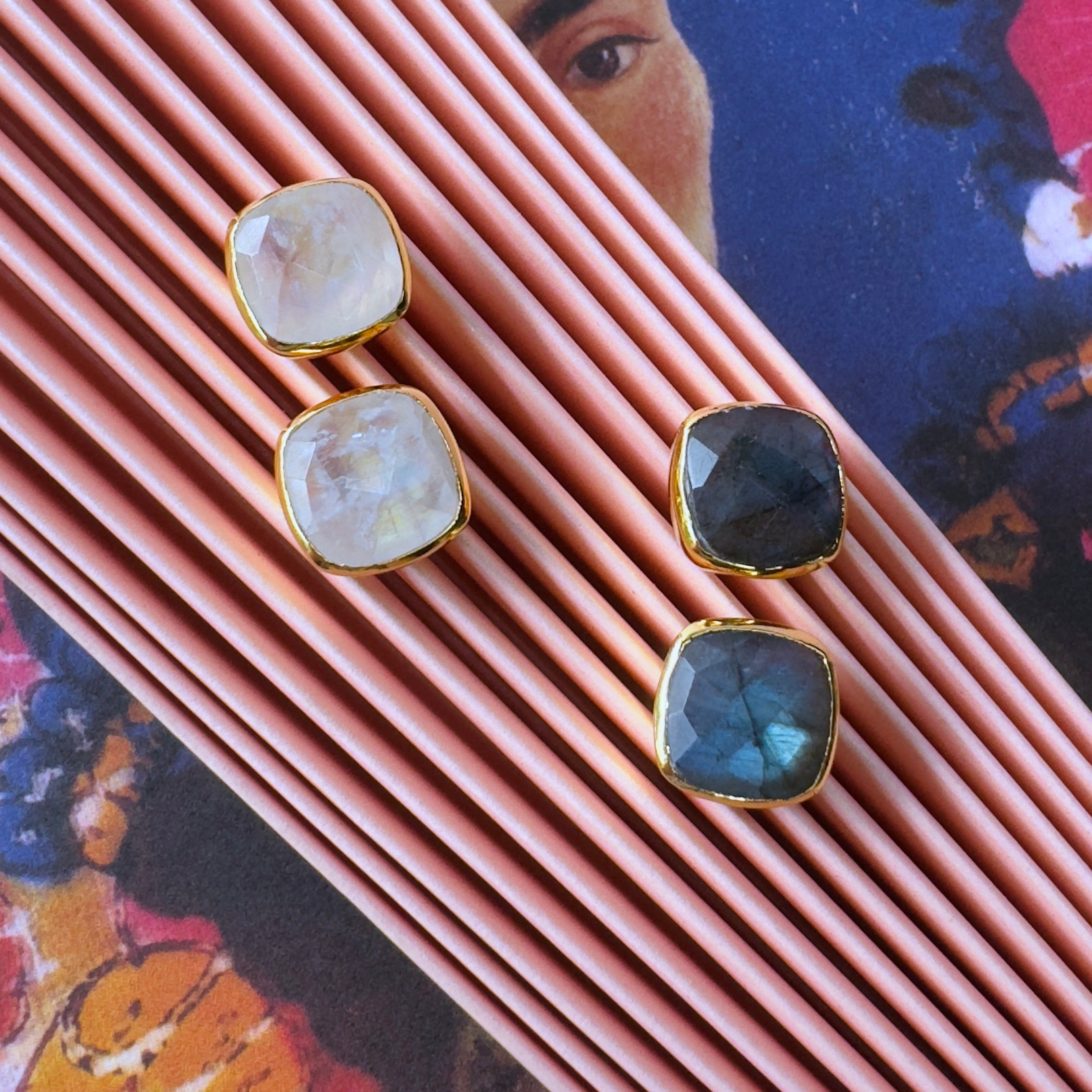 Amie Studs in Moonstone