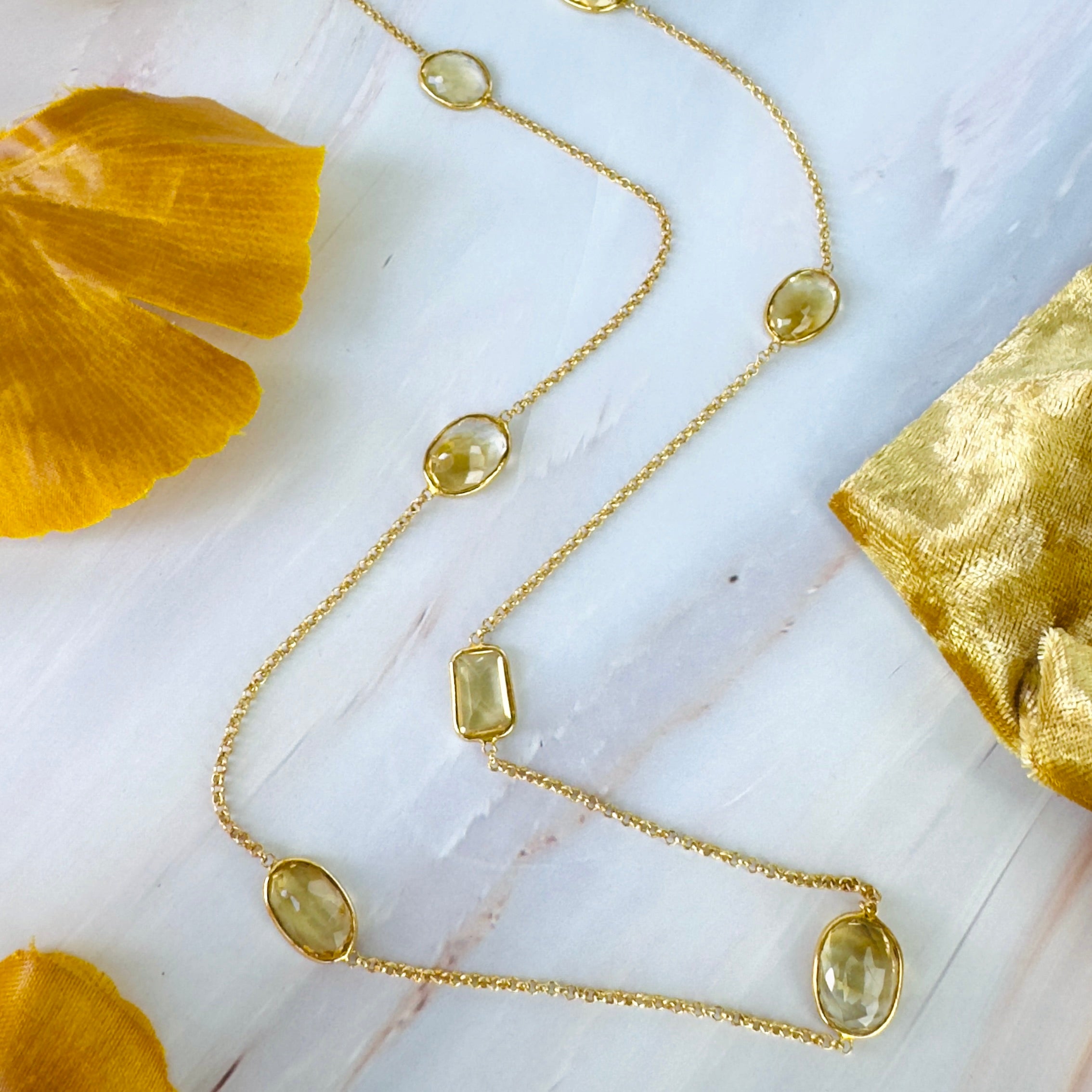 Small Citrine Station Necklace