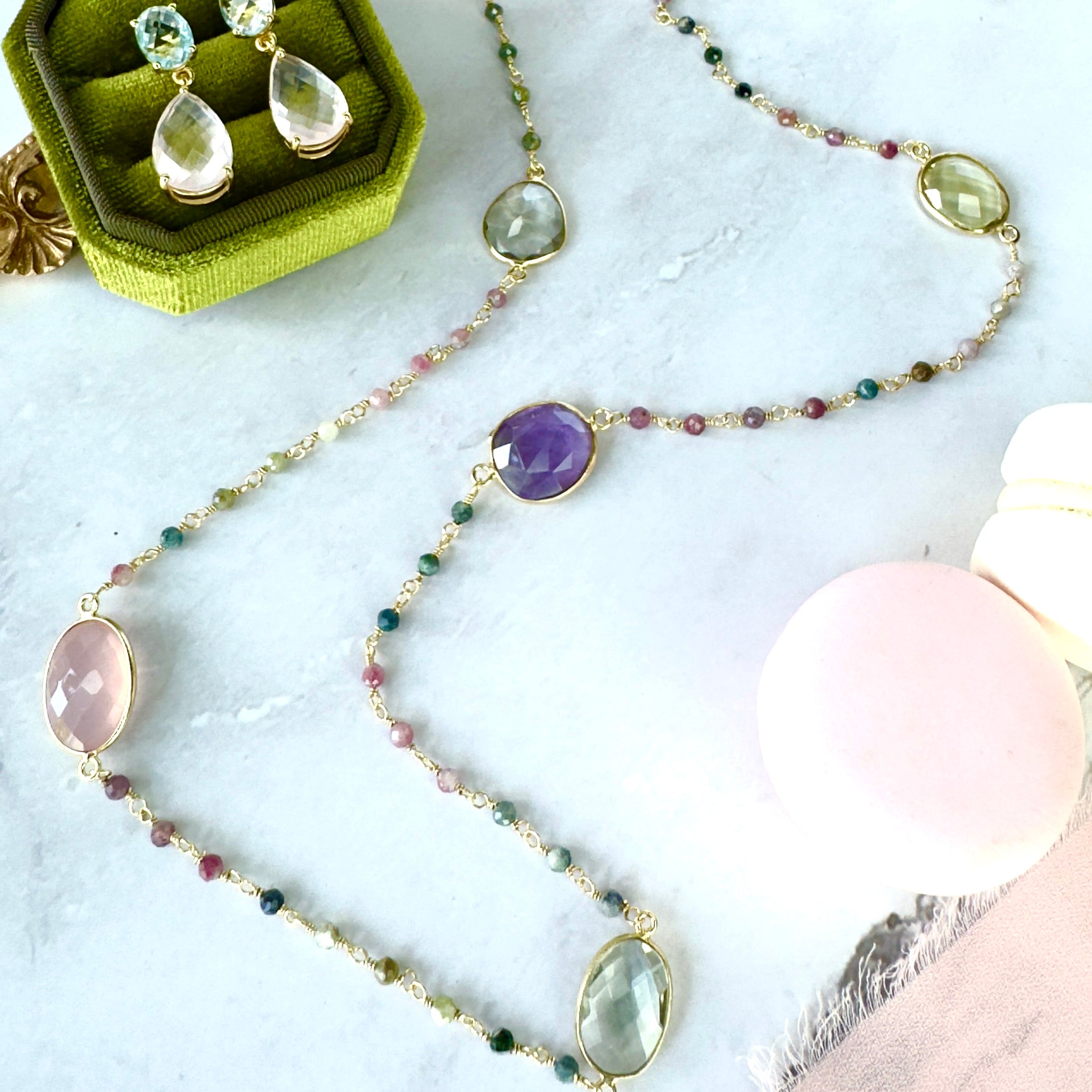 Multi Gem & Tourmaline Bead Necklace
