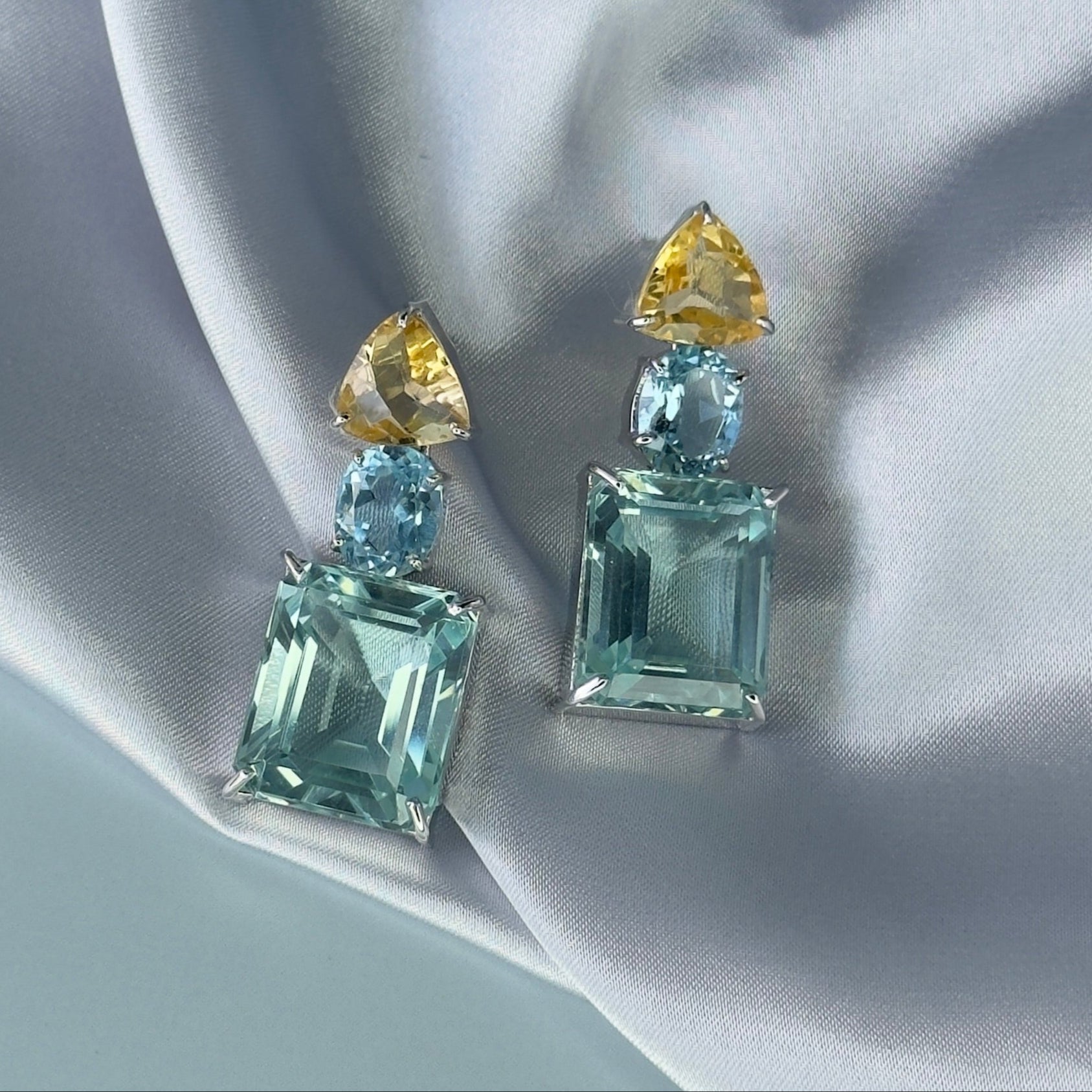 Citrine, Blue Topaz & Aquamarine Trio