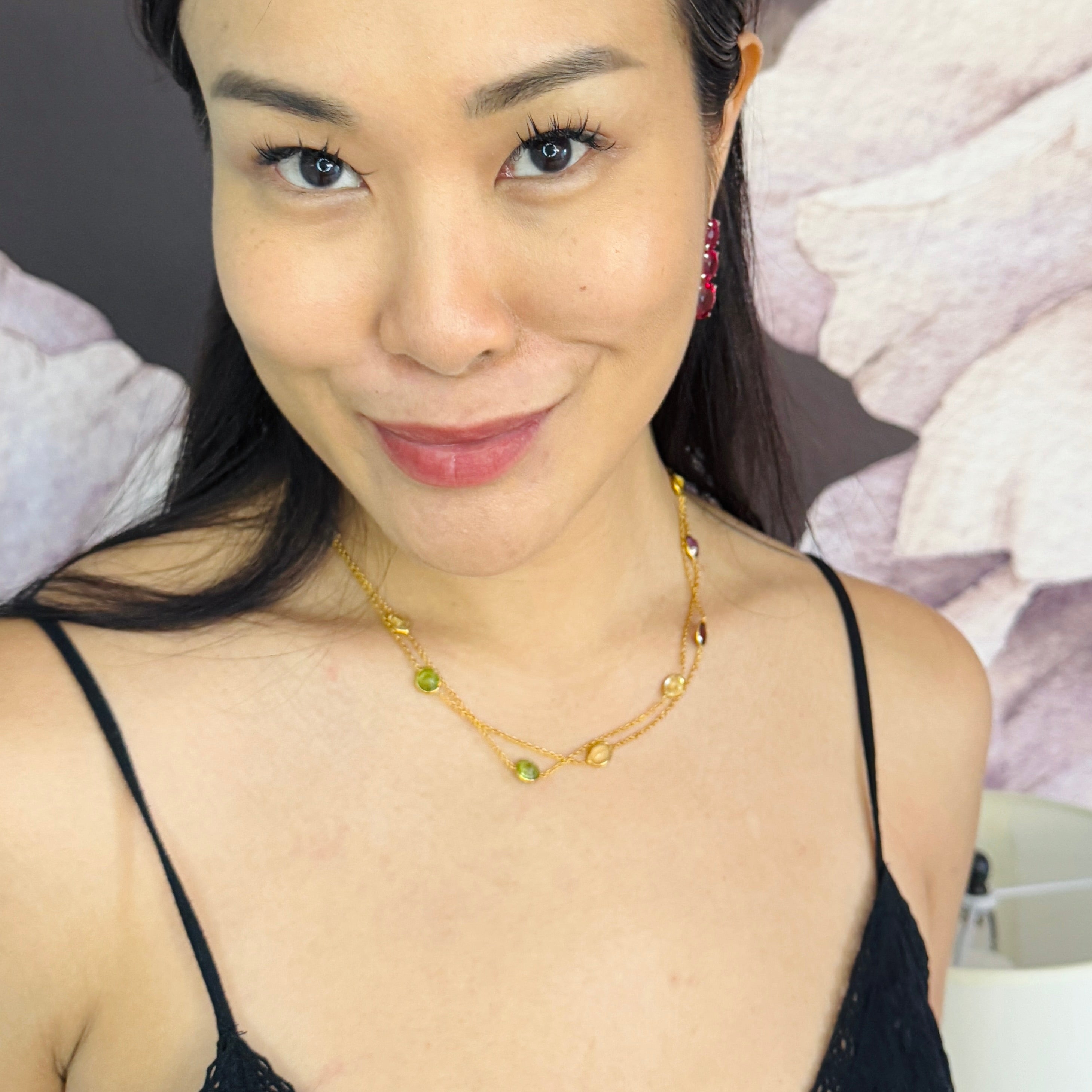 Multi Gemstone Necklace in Multi Gem, gold plated, handcrafted gemstone necklace Singapore