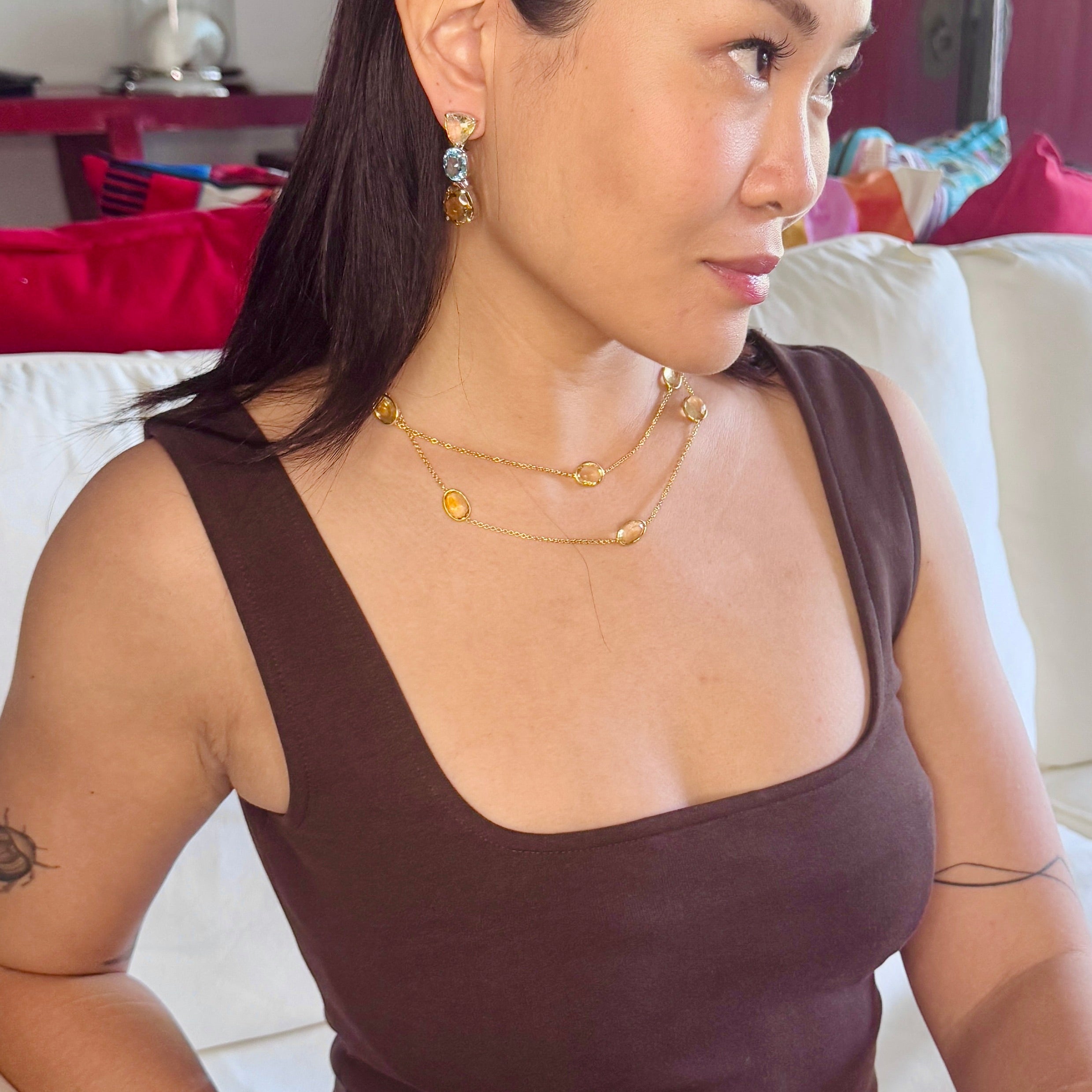 Small Citrine Station Necklace