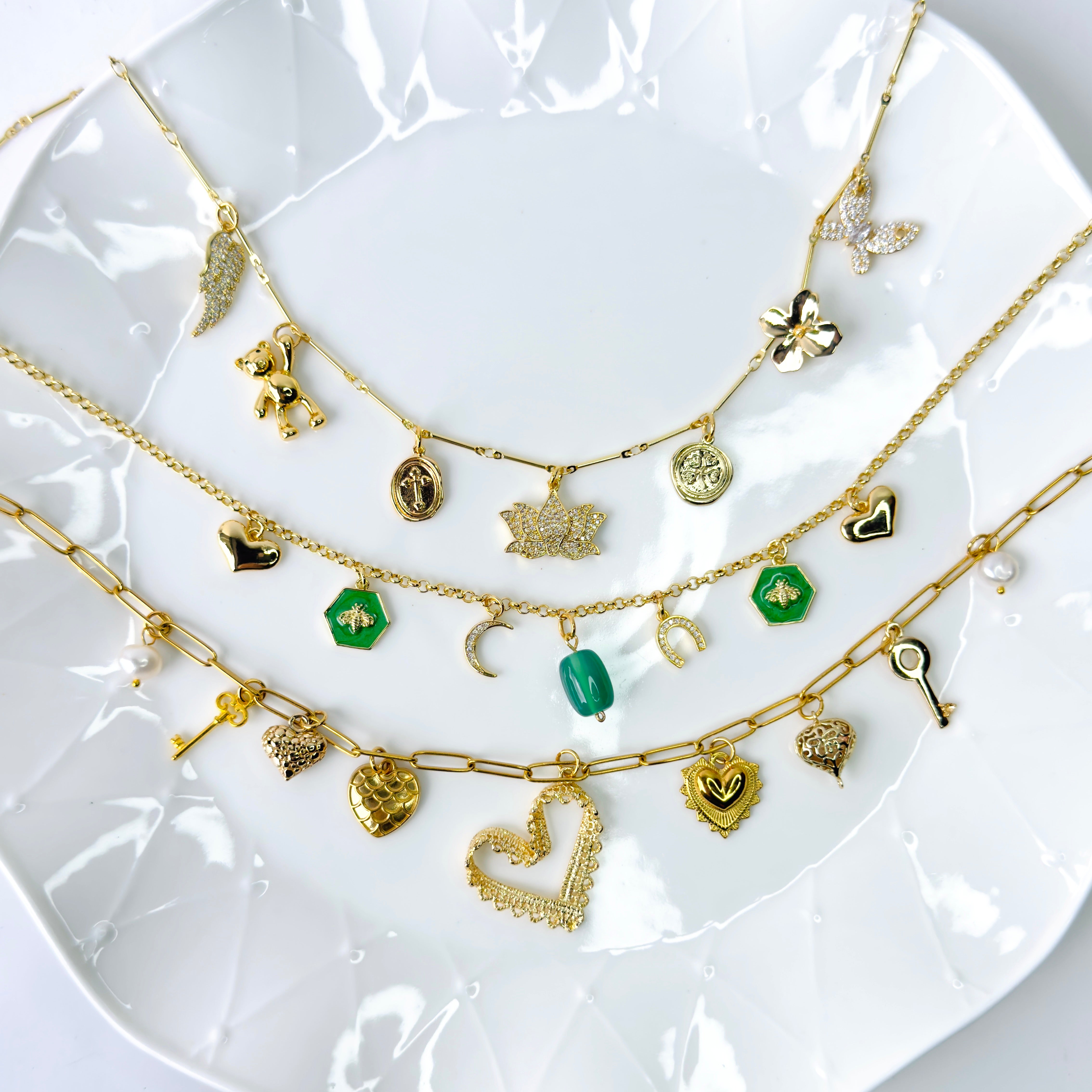Dreamweaver Charm Necklace, gold plated, handcrafted gemstone necklace Singapore