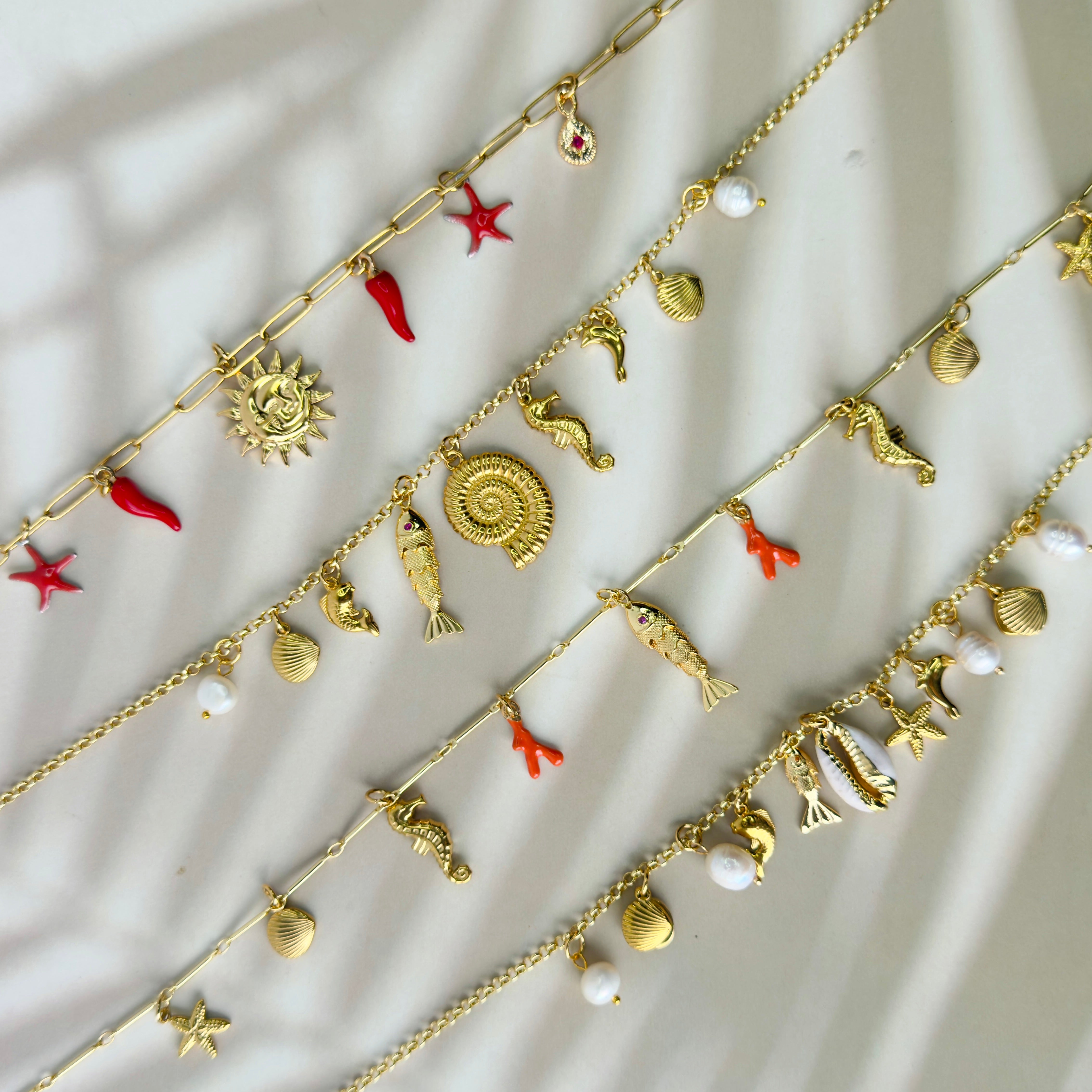 Dreamweaver Charm Necklace, gold plated, handcrafted gemstone necklace Singapore