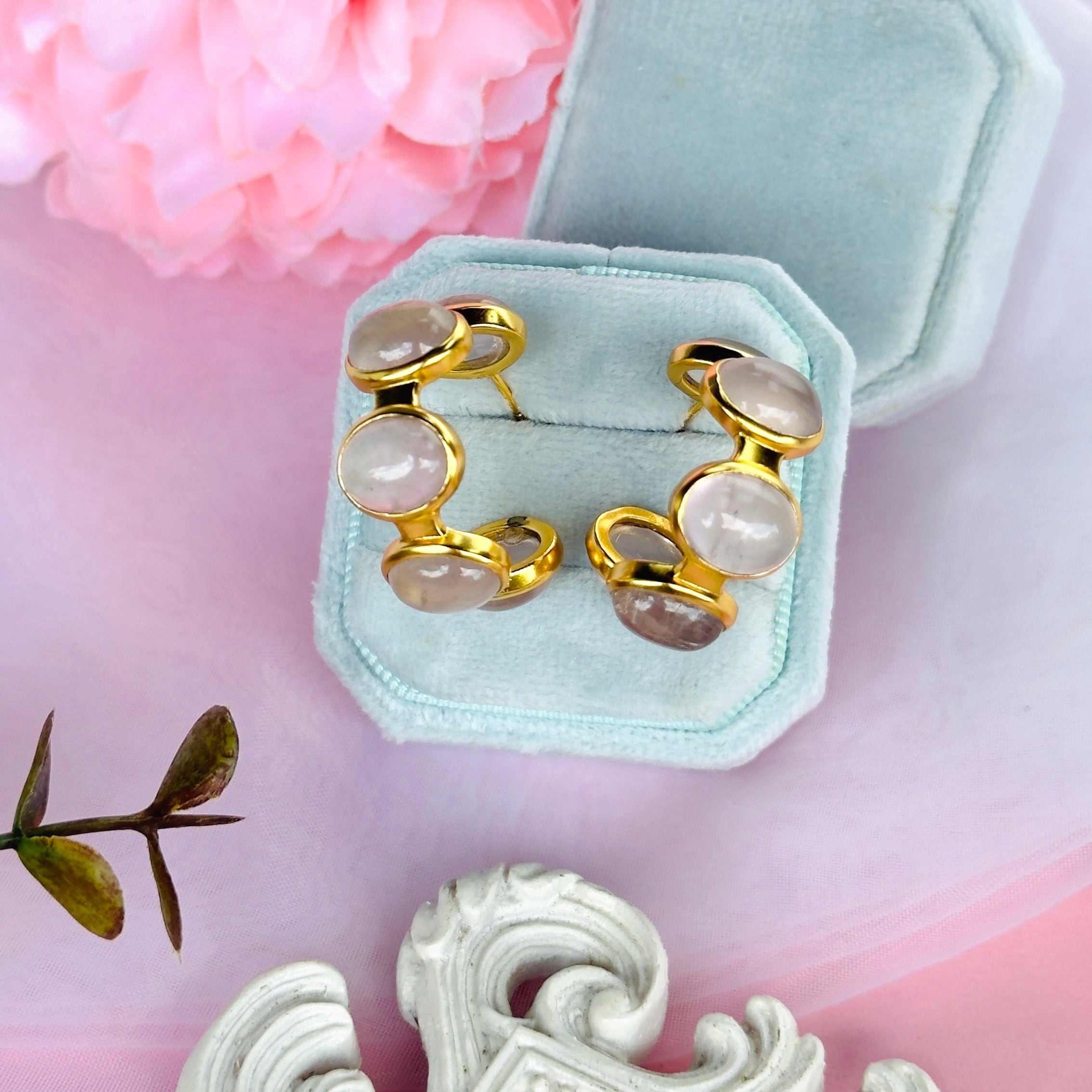 Bubble Hoop in Rose Quartz