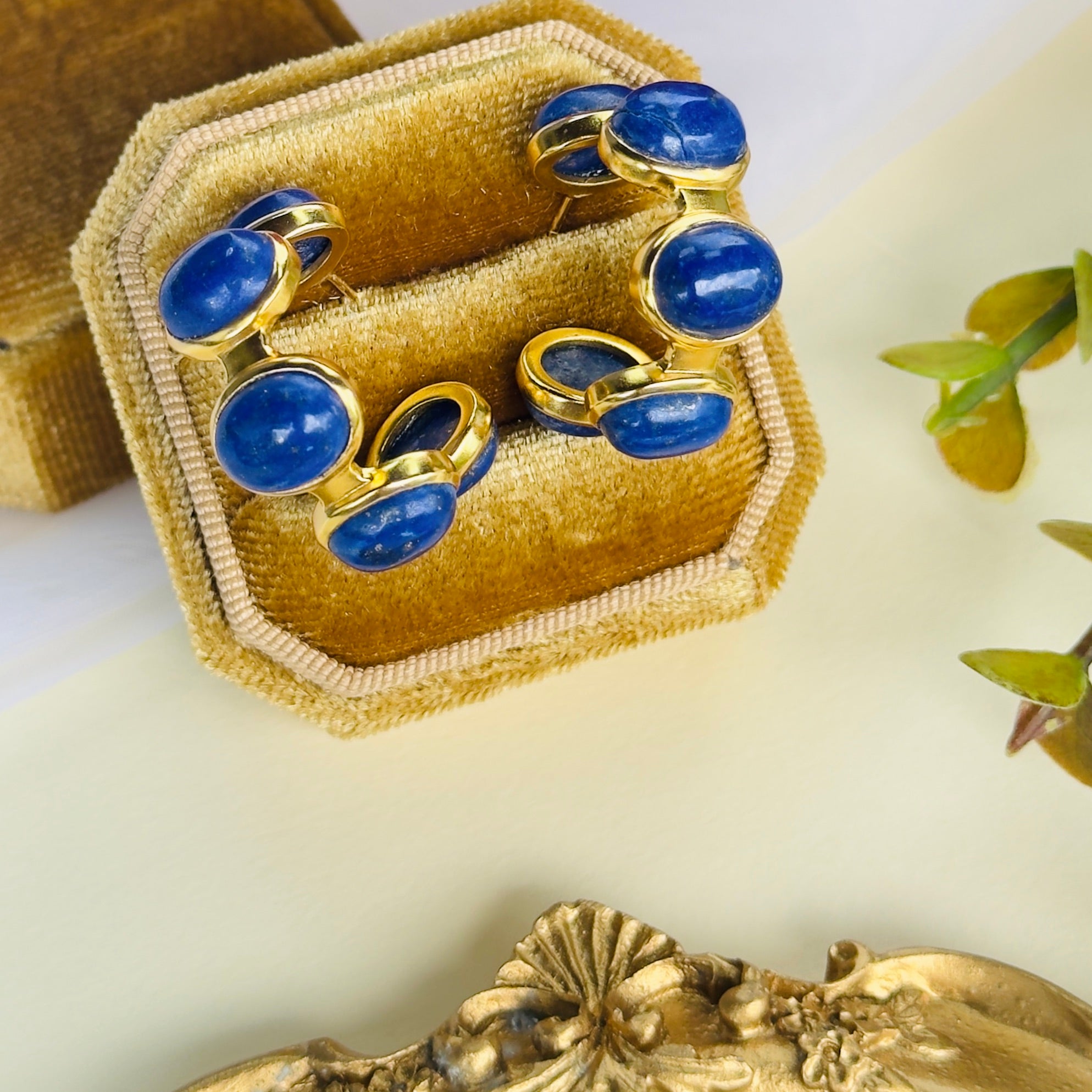 Bubble Hoop in Lapis Lazuli in Lapis Lazuli, gold plated, handcrafted gemstone earrings Singapore
