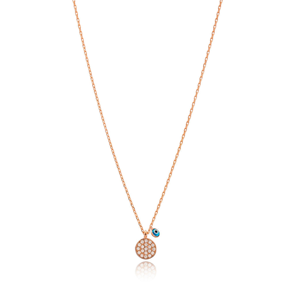 Gold Crystal Disc Necklace in Zircon, gold plated, handcrafted gemstone necklace Singapore