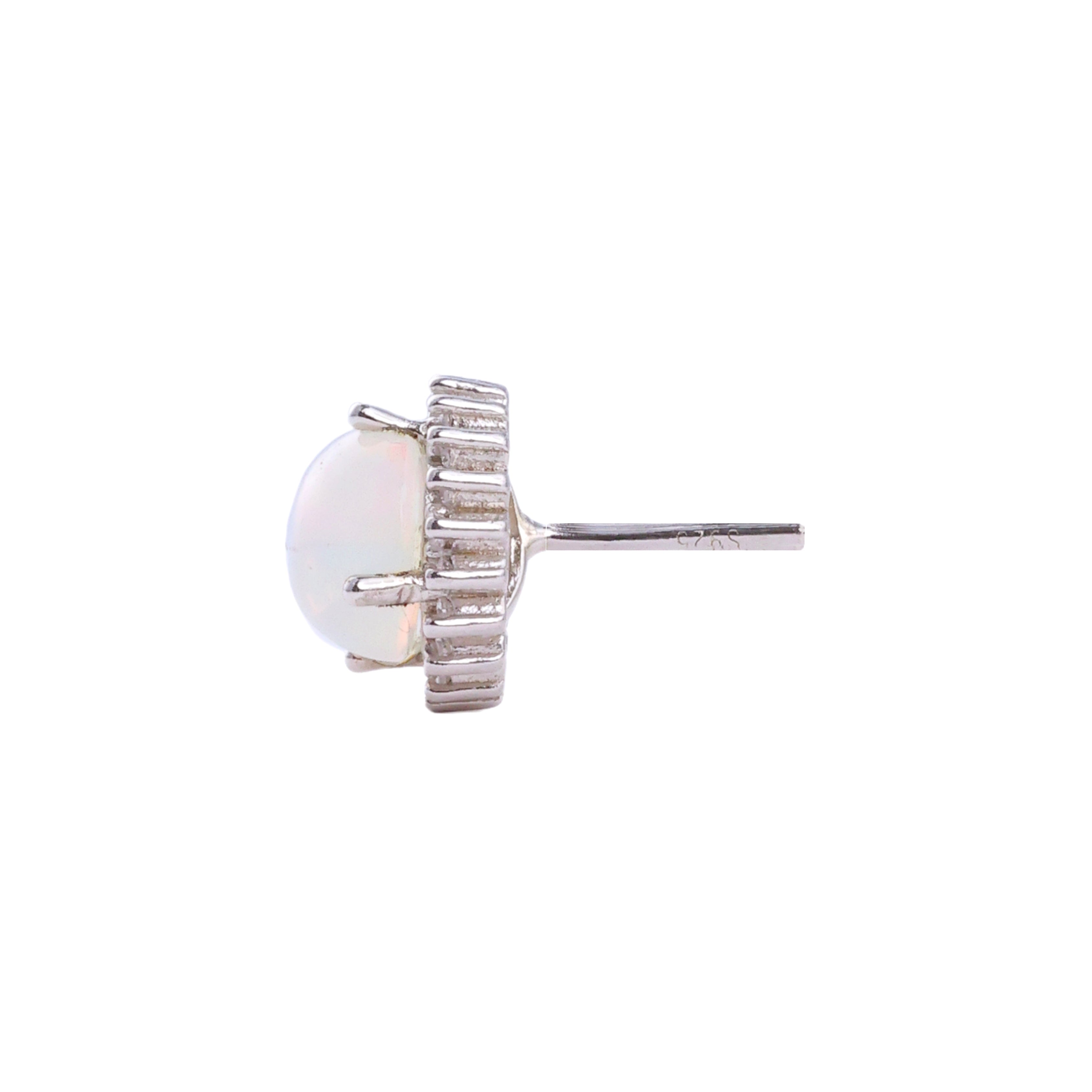 Round Opal & White Topaz Halo Studs in Opal, gold plated, handcrafted gemstone earrings Singapore