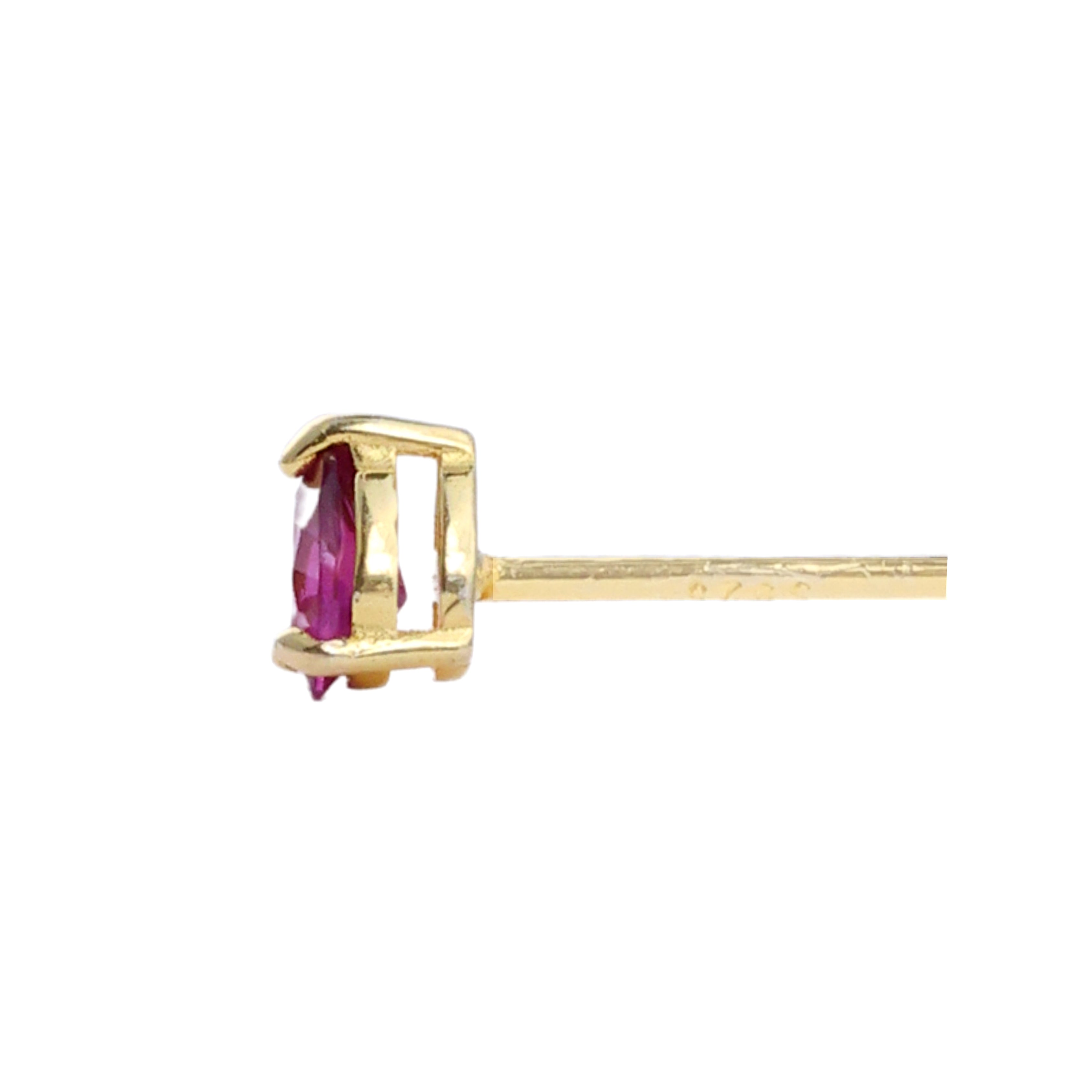 Rhodolite Baby Trillion Stud in Rhodolite, gold plated, handcrafted gemstone earrings Singapore