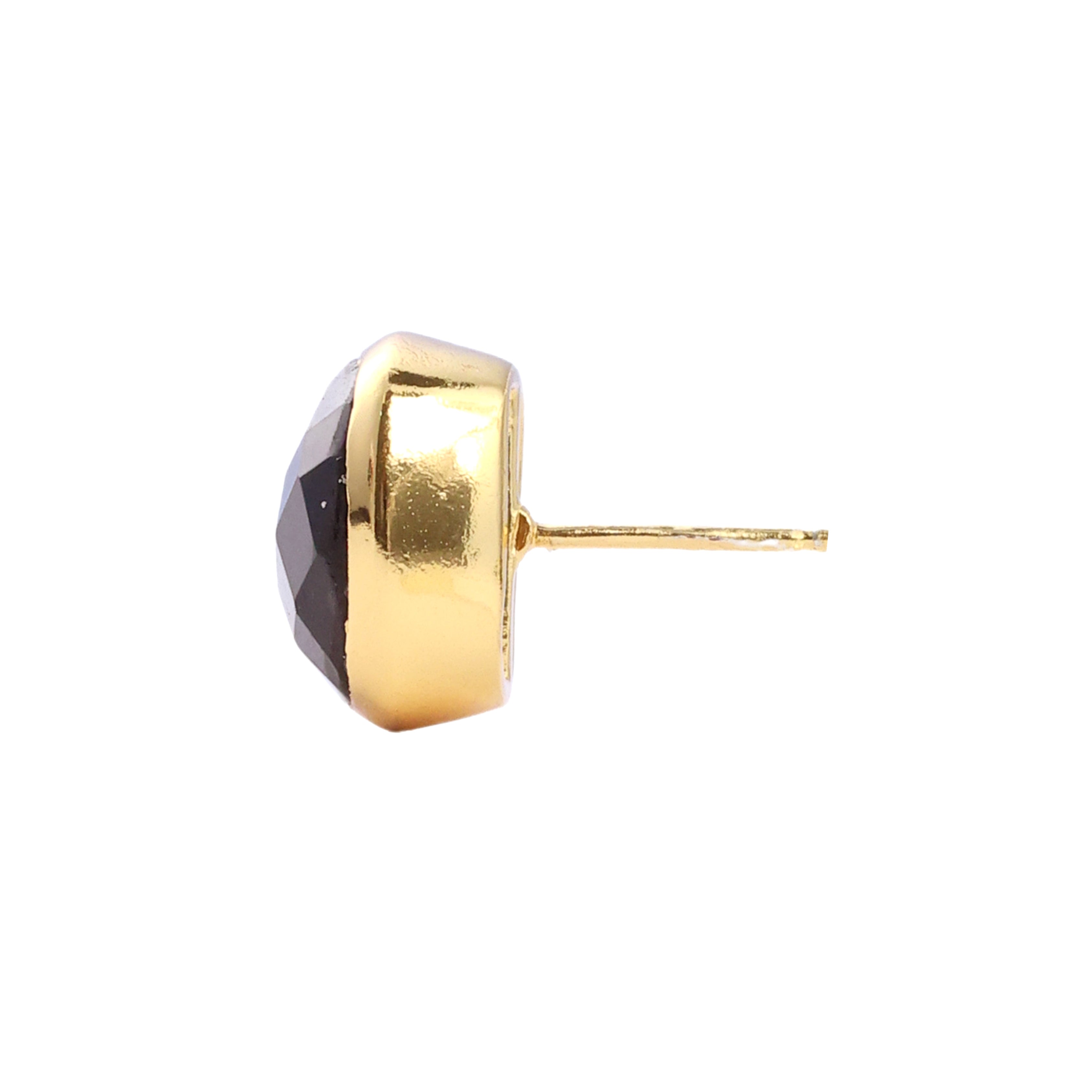 Amie Studs in Smoky Quartz in Smoky Quartz, gold plated, handcrafted gemstone earrings Singapore