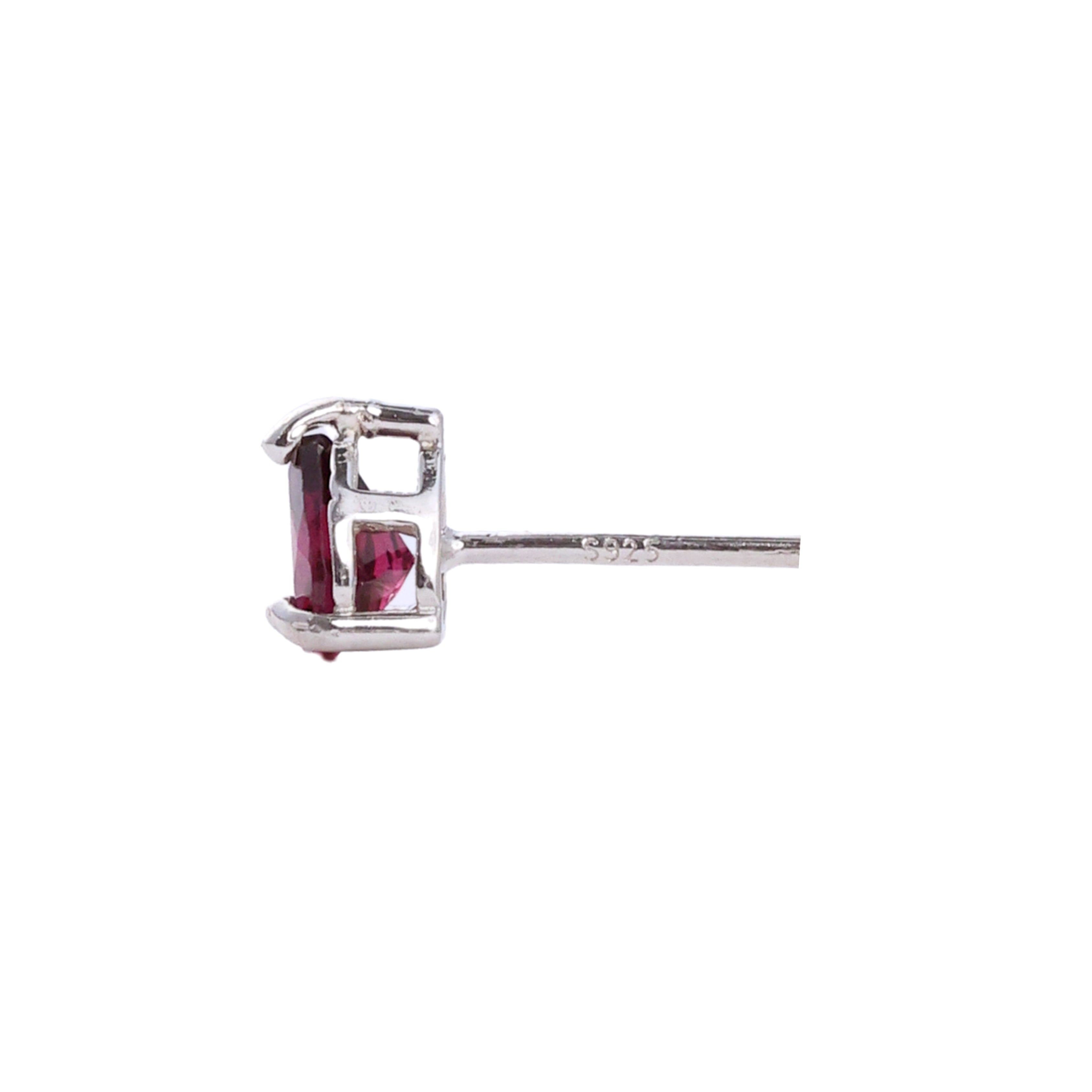 Rhodolite Trillion Stud in Rhodolite, gold plated, handcrafted gemstone earrings Singapore