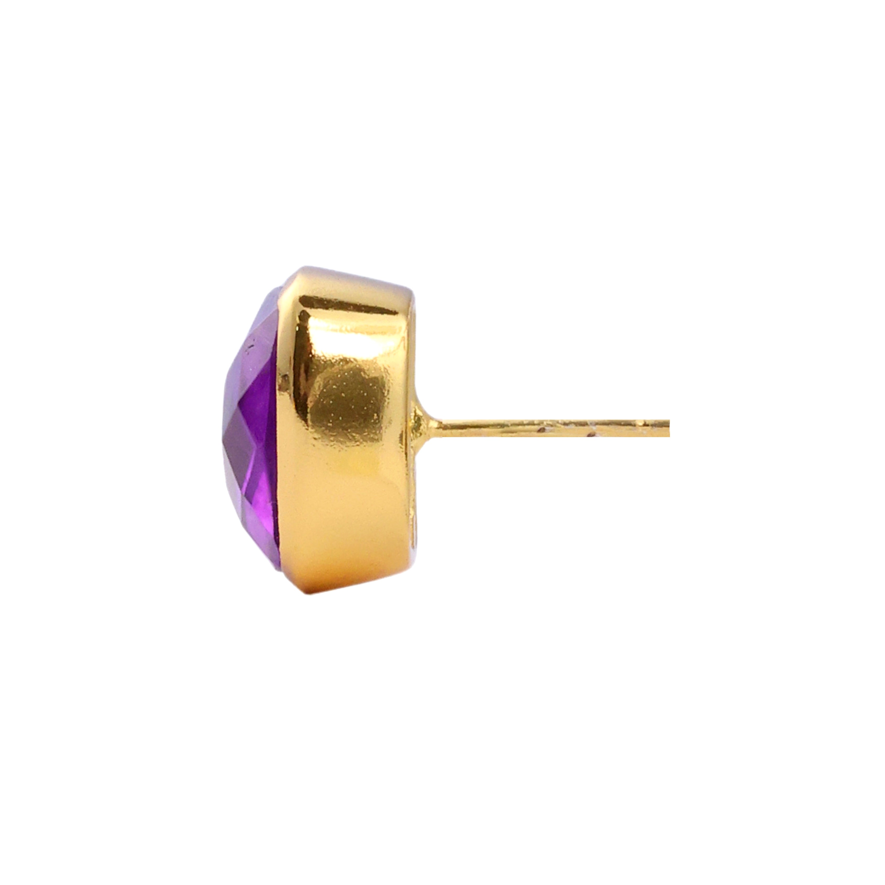 Amie Studs in Amethyst in Amethyst, gold plated, handcrafted gemstone earrings Singapore