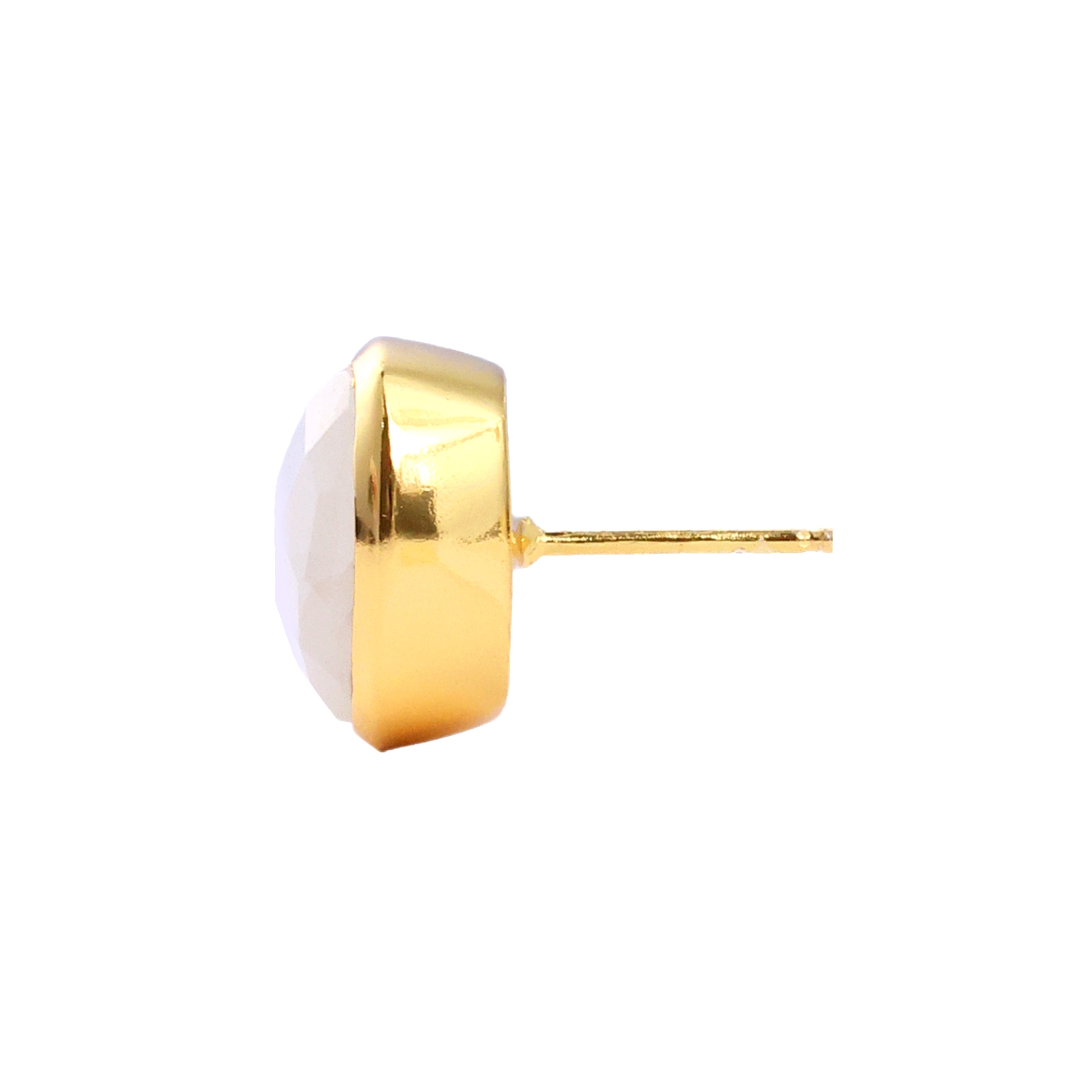 Amie Studs in Moonstone in Moonstone, gold plated, handcrafted gemstone earrings Singapore