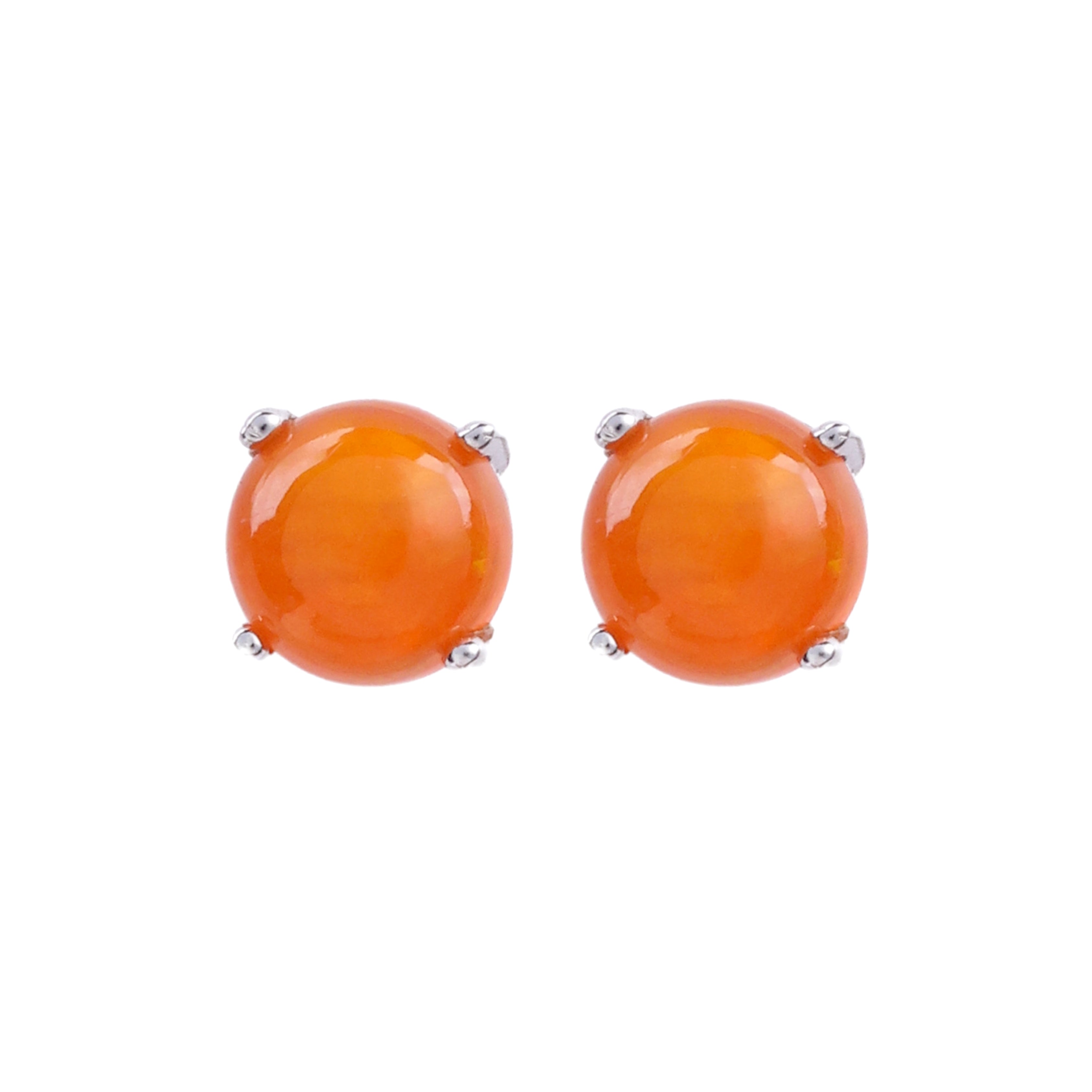 Orange Opal Studs in Opal, gold plated, handcrafted gemstone earrings Singapore