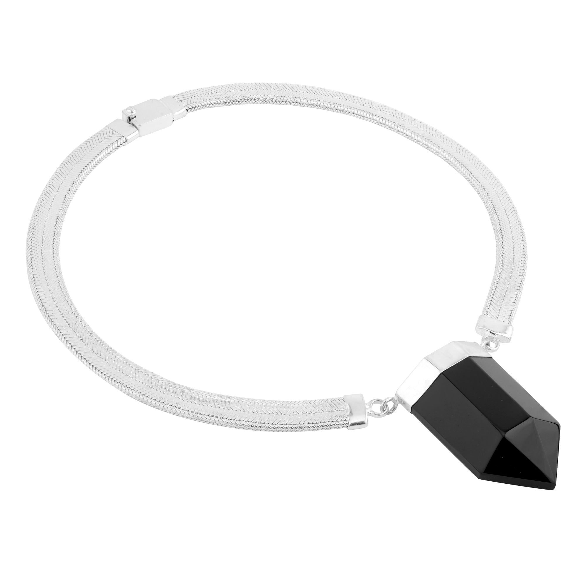 Monolith in Black Onyx in Black Onyx, gold plated, handcrafted gemstone necklace Singapore