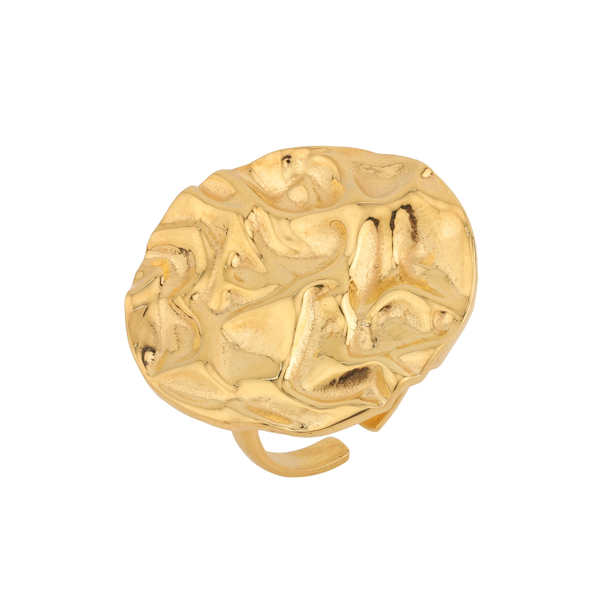 Ripple Disc Ring, gold plated, handcrafted gemstone rings Singapore
