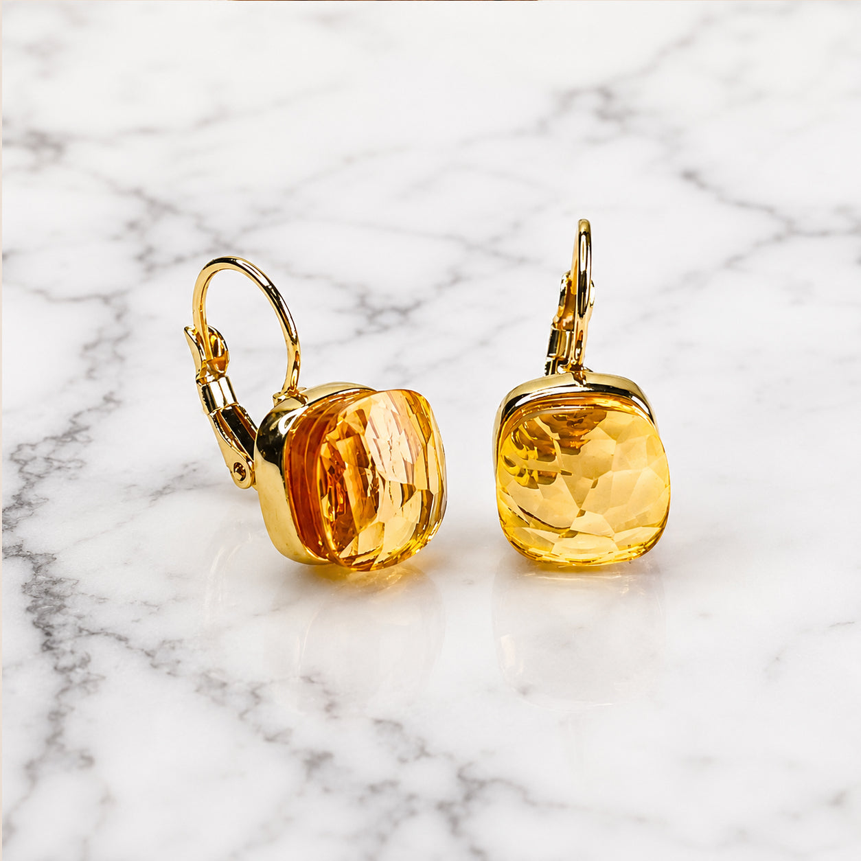 Simulated Citrine Square Earrings - Sample Sale