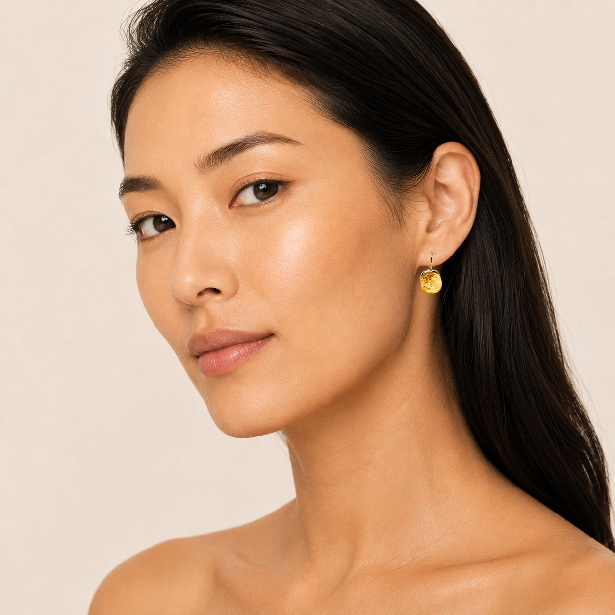 Simulated Citrine Square Earrings - Sample Sale